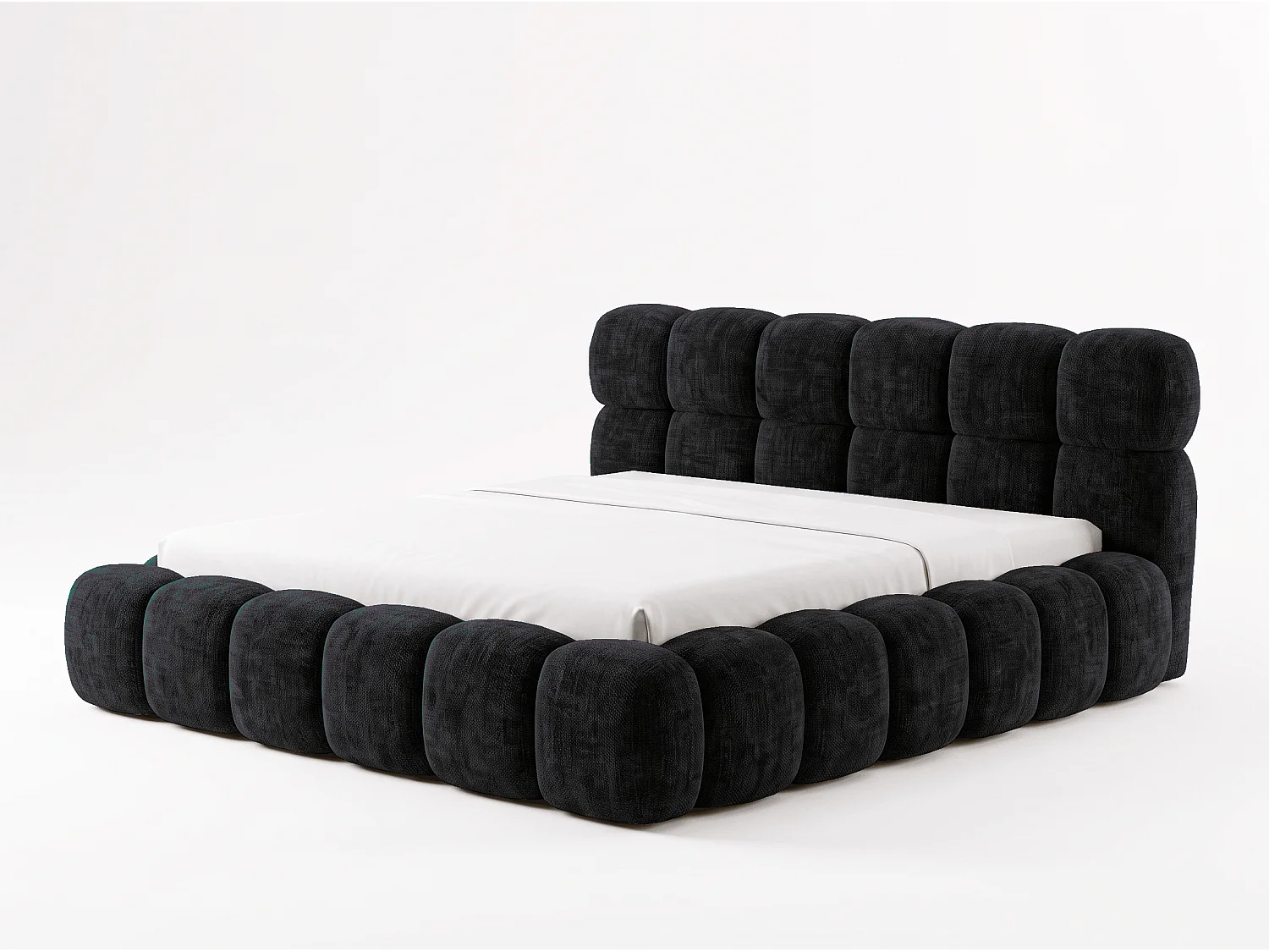 BESILIO Gestoffeerd bed 160x200 cm Tokyo chenille - bed met opbergruimte en lattenbodem - zwart