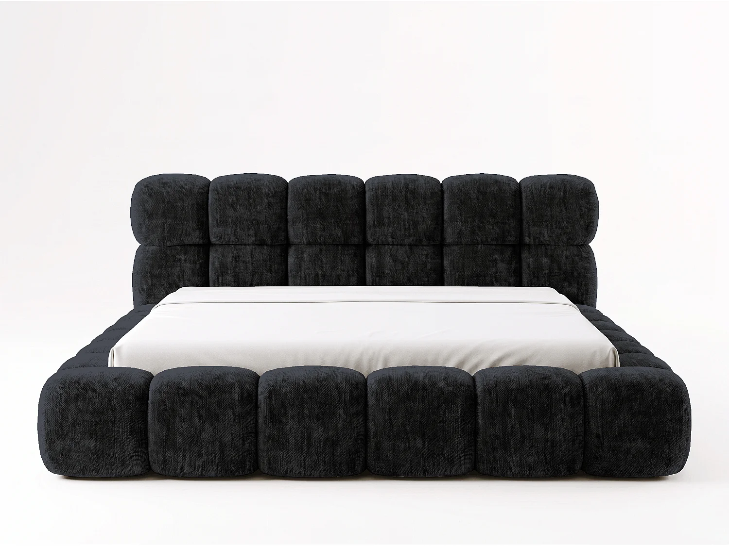 BESILIO Gestoffeerd bed 160x200 cm Tokyo chenille - bed met opbergruimte en lattenbodem - zwart