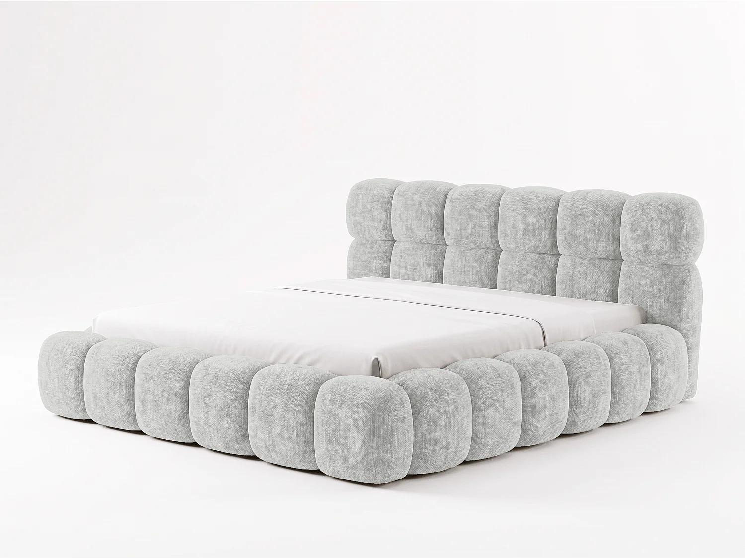 BESILIO Gestoffeerd bed 160x200 cm Tokyo chenille - bed met opbergruimte en lattenbodem - lichtgrijs