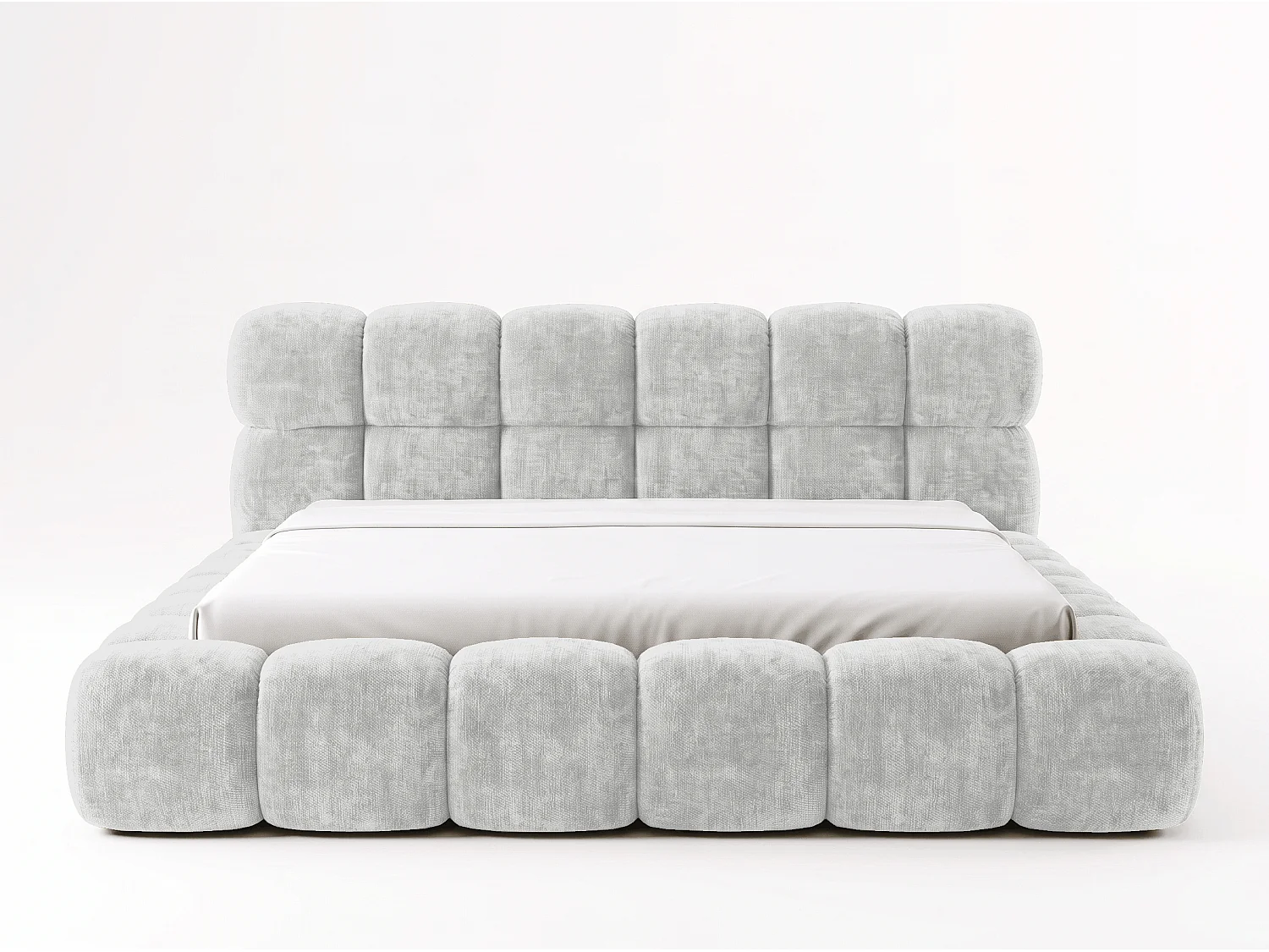 BESILIO Gestoffeerd bed 180x200 cm Tokyo chenille - bed met opbergruimte en lattenbodem - lichtgrijs