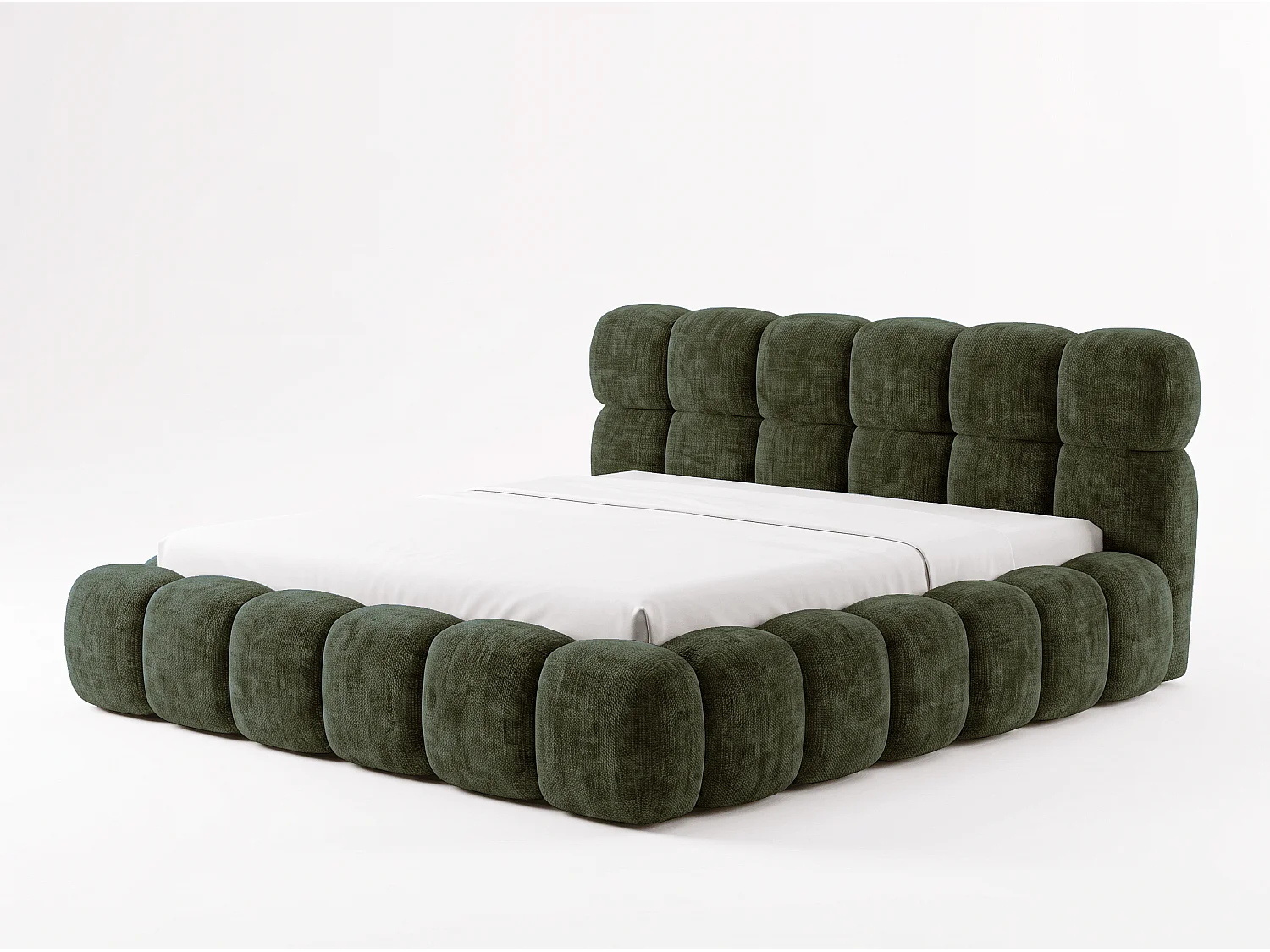 BESILIO Gestoffeerd bed 140x200 cm Tokyo chenille - bed met opbergruimte en lattenbodem - groen