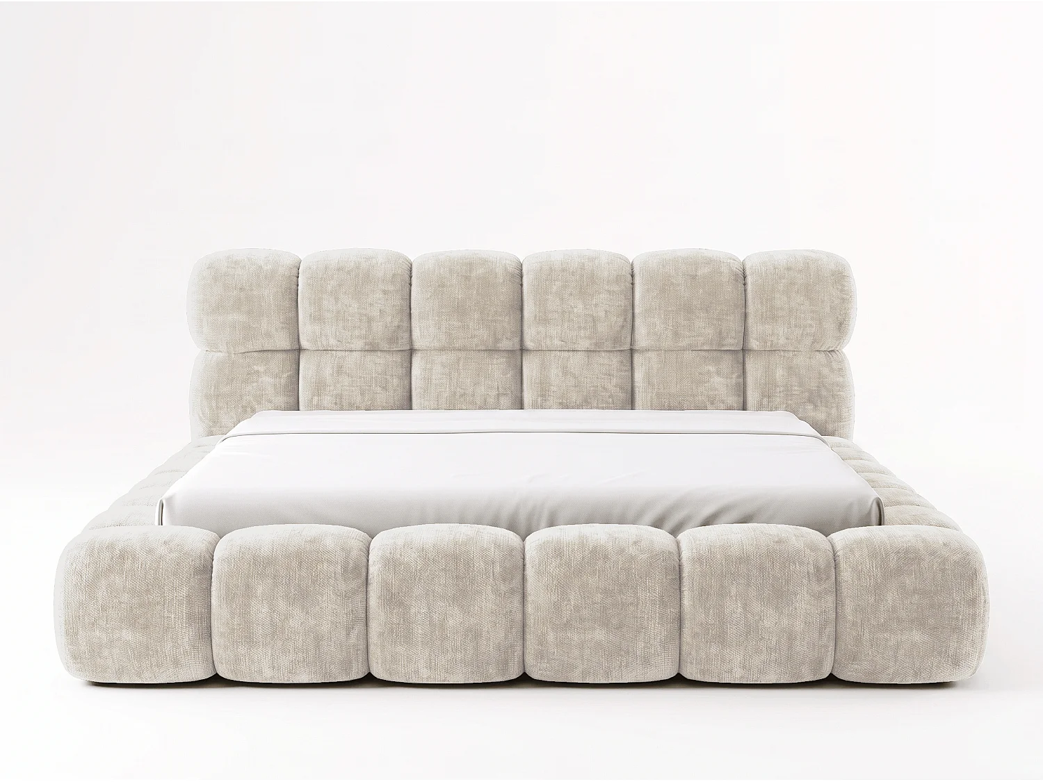 BESILIO Gestoffeerd bed 160x200 cm Tokyo chenille - bed met opbergruimte en lattenbodem - beige