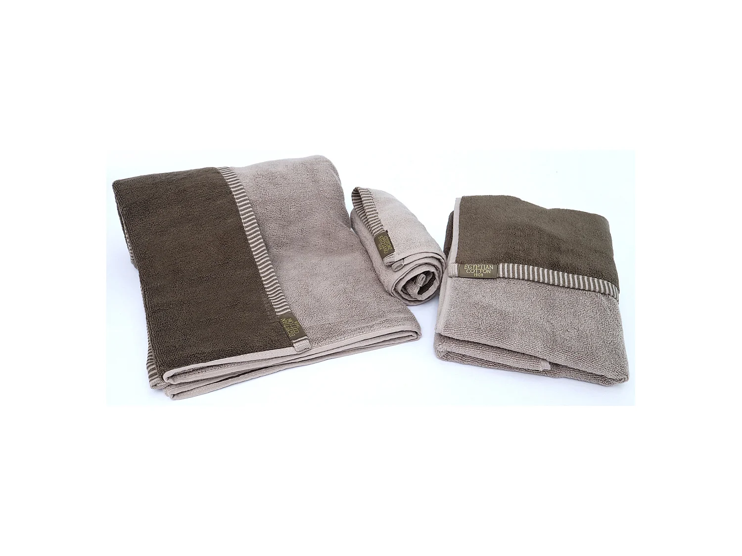 Set di Asciugamani Sazaga, 100% Cotone set da 2 Reversibile, Beige Crema, Colore Struttura Marrone