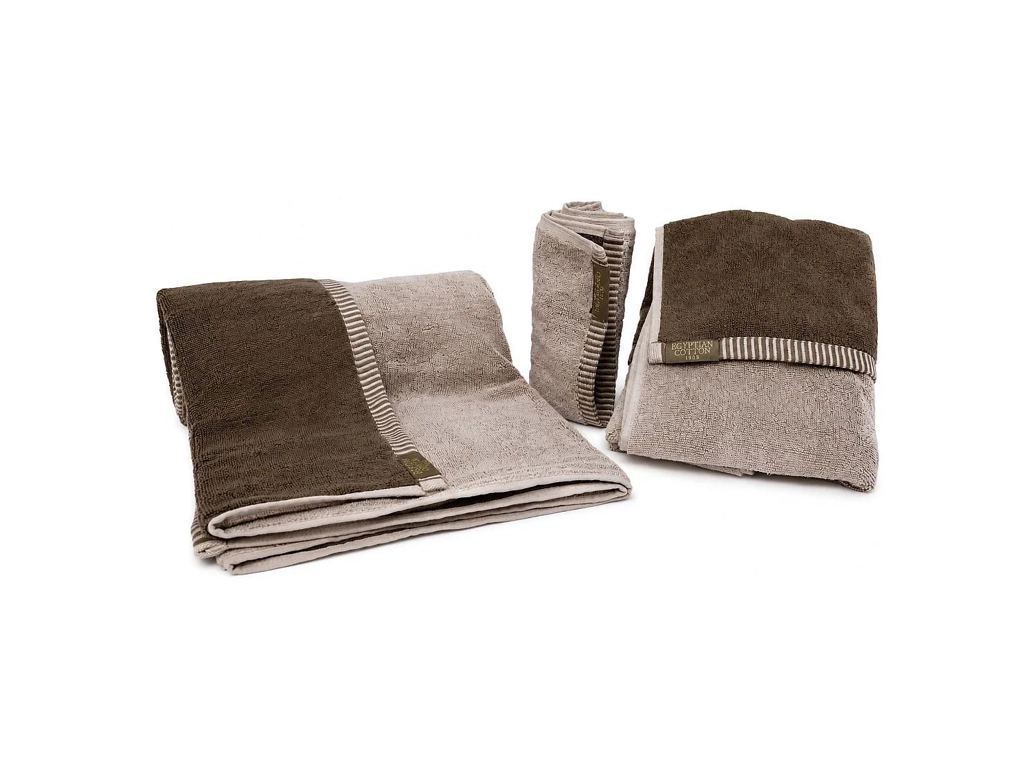 Set di Asciugamani Sazaga, 100% Cotone set da 2 Reversibile, Beige Crema, Colore Struttura Marrone