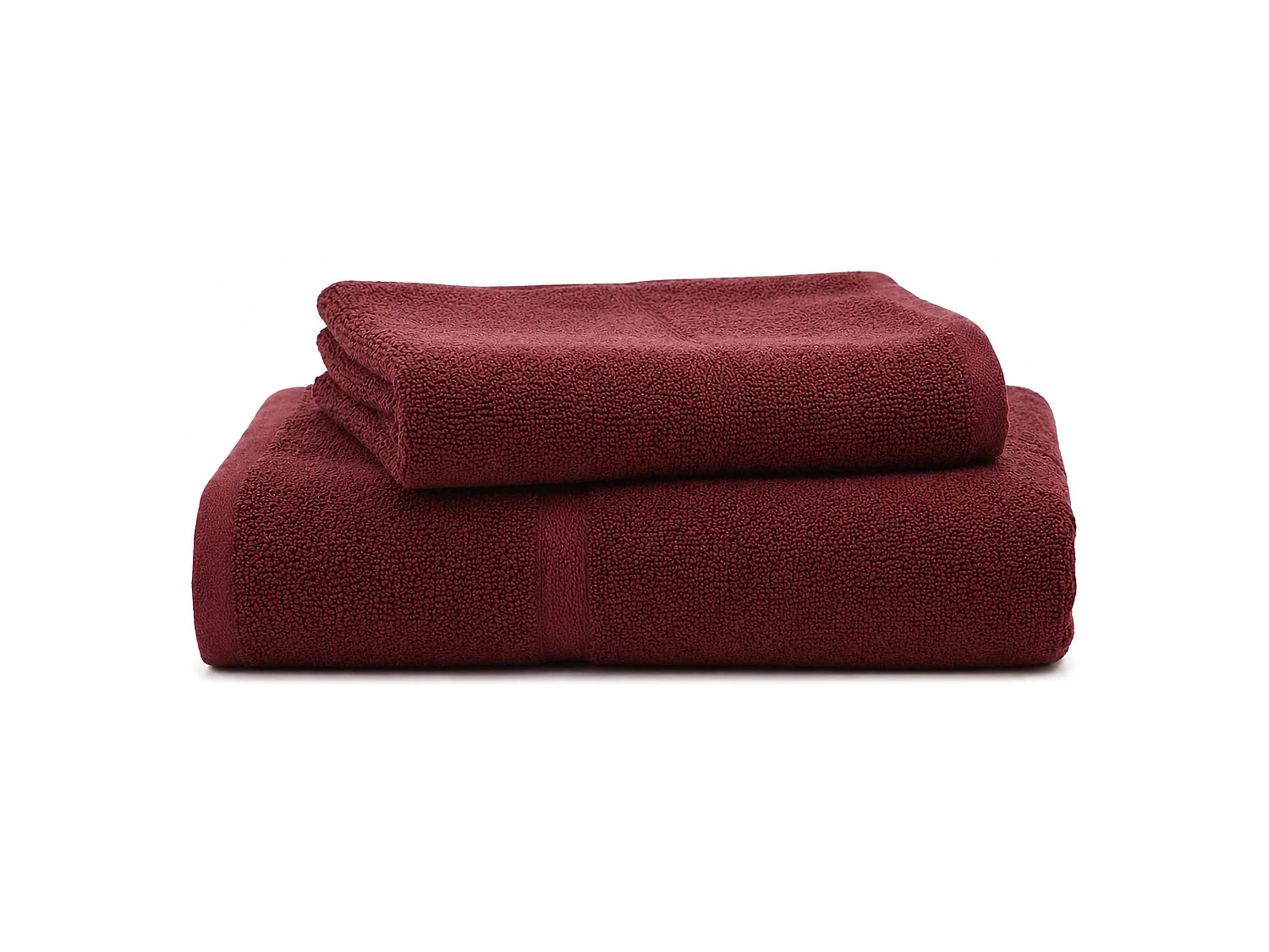 Ensemble de serviettes Sanonefa, 100% coton, set de 2, Rouge Bordeaux : 1 serviette visage 40x60 cm, 1 serviette invité/main 60x110 cm