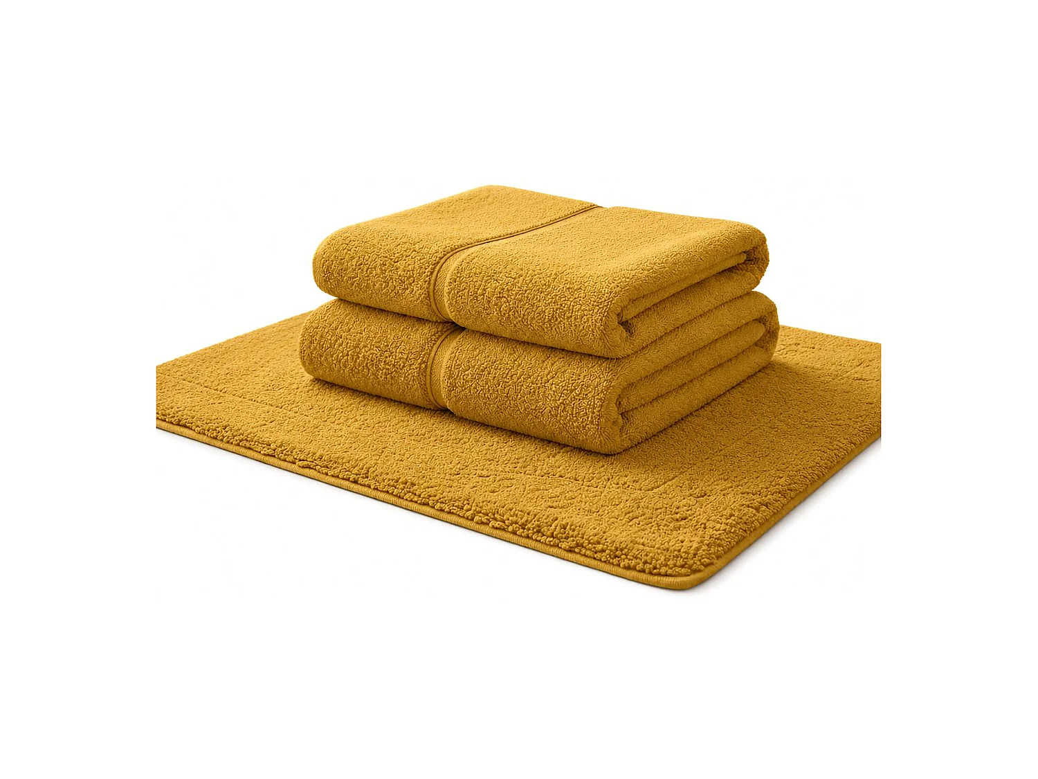 Ensemble de Serviettes Sanenere, 100% Coton, Set de 2, Jaune Moutarde, Comprend 1 Serviette Visage 40x60 cm, 1 Serviette Invité/Mains 60x110 cm