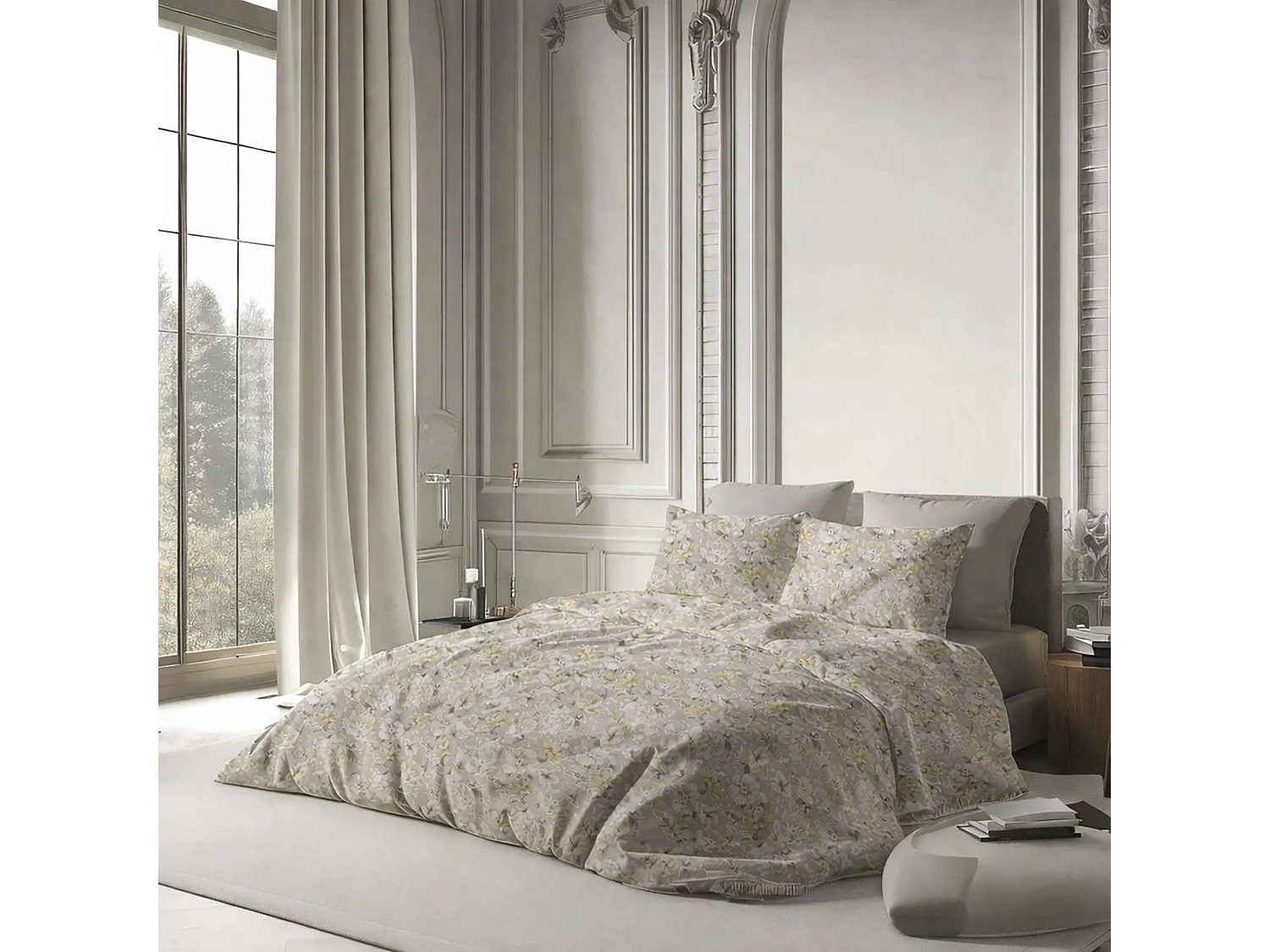 Copripiumino Matrimoniale Ropamifa, Federa Inclusa, 260x200 cm Bianco Crema, in Percalle, Lavabile in Lavatrice