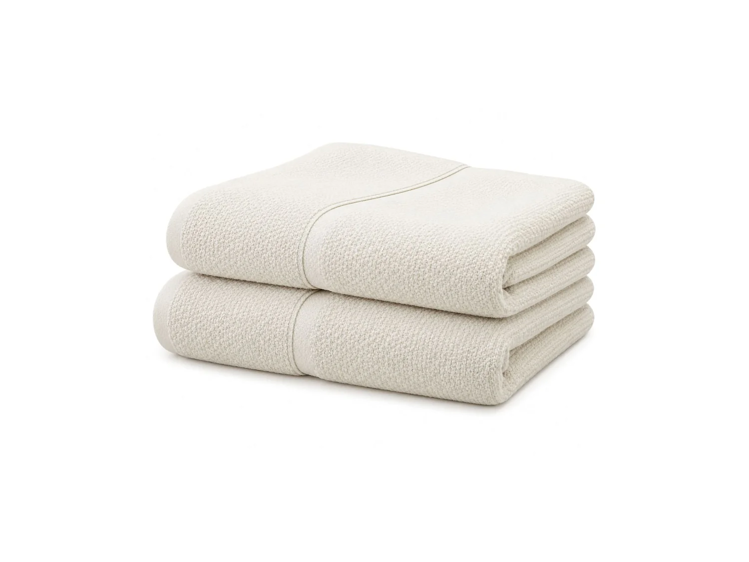Set de Serviettes Sanonefa, 100 % Coton, Lot de 2, Blanc Crémeux, Inclus : 1 Serviette Visage 40x60 cm, 1 Serviette Invite/Mains 60x110 cm