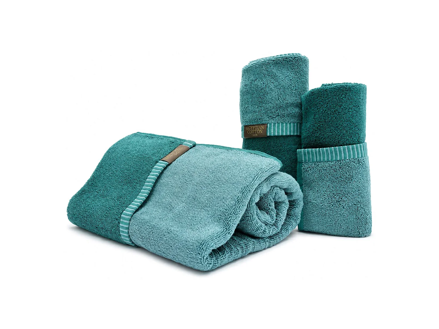 Set di Asciugamani Sazaga, 100% Cotone set da 2 Reversibile, Verde Acqua, Colore Struttura Verde