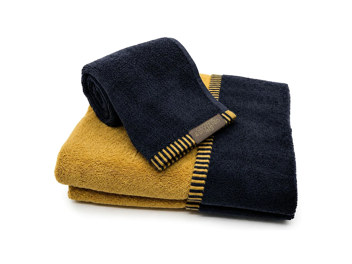 Set di Asciugamani Sazaga, 100% Cotone set da 2 Reversibile, Nero, Colore Struttura oro