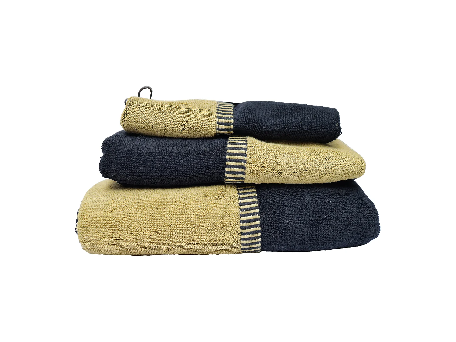 Set di Asciugamani Sazaga, 100% Cotone set da 2 Reversibile, Nero, Colore Struttura oro