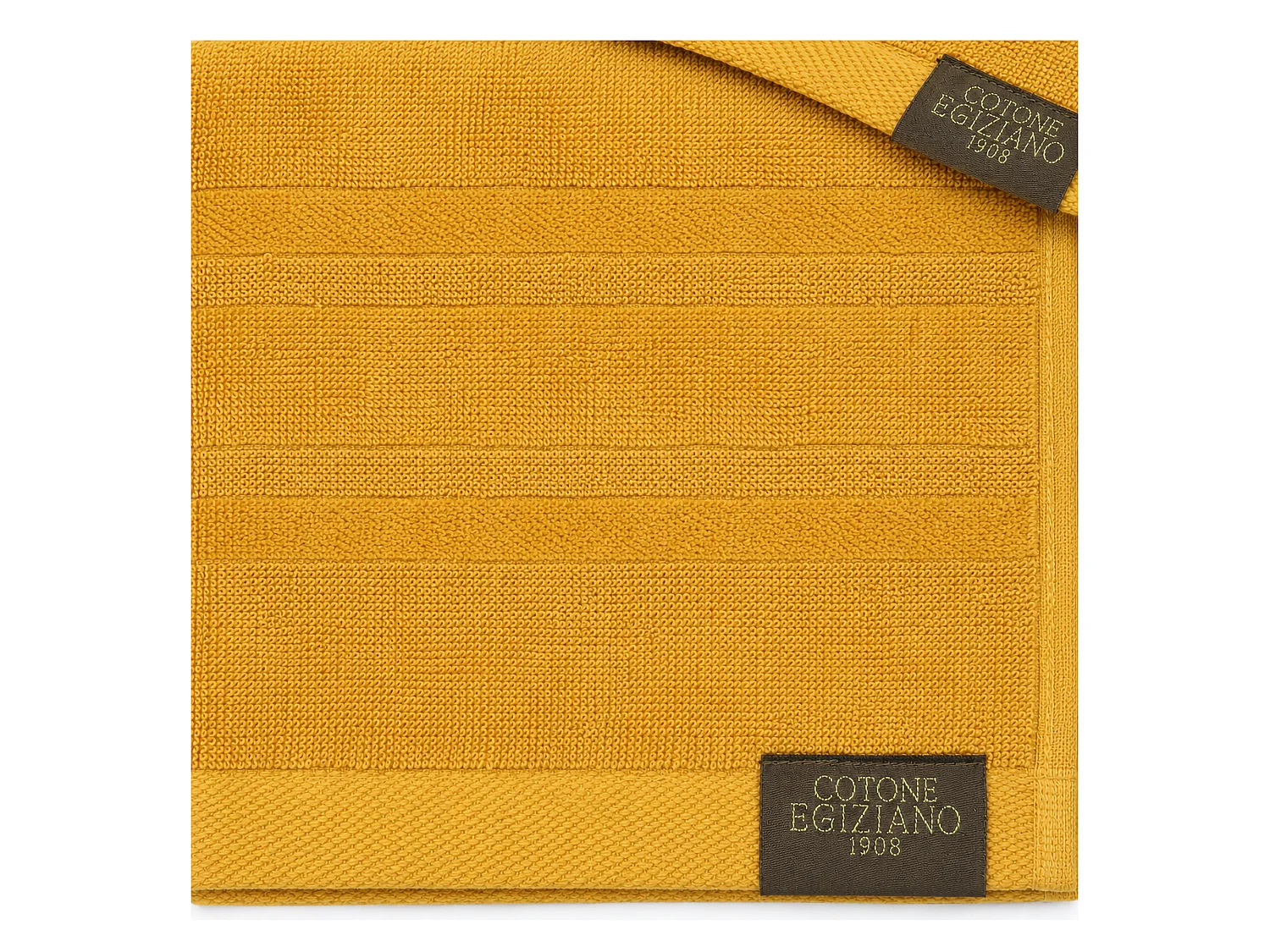 Serviette Saleneba, ensemble de 2 serviettes visage 60x110 cm et invité 40x60 cm, jaune moutarde, dégradé couleur moutarde