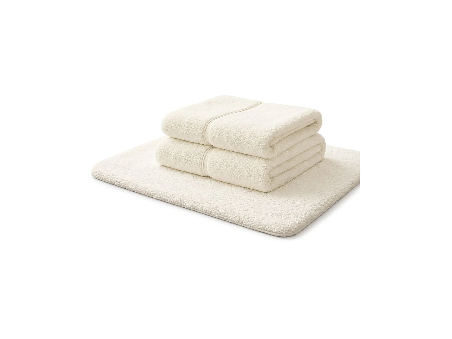 Ensemble de Serviettes Sanenere, 100 % Coton, Set de 2, Blanc Ivoire, Comprend 1 Visage 40x60 cm, 1 Invité/mains 60x110 cm