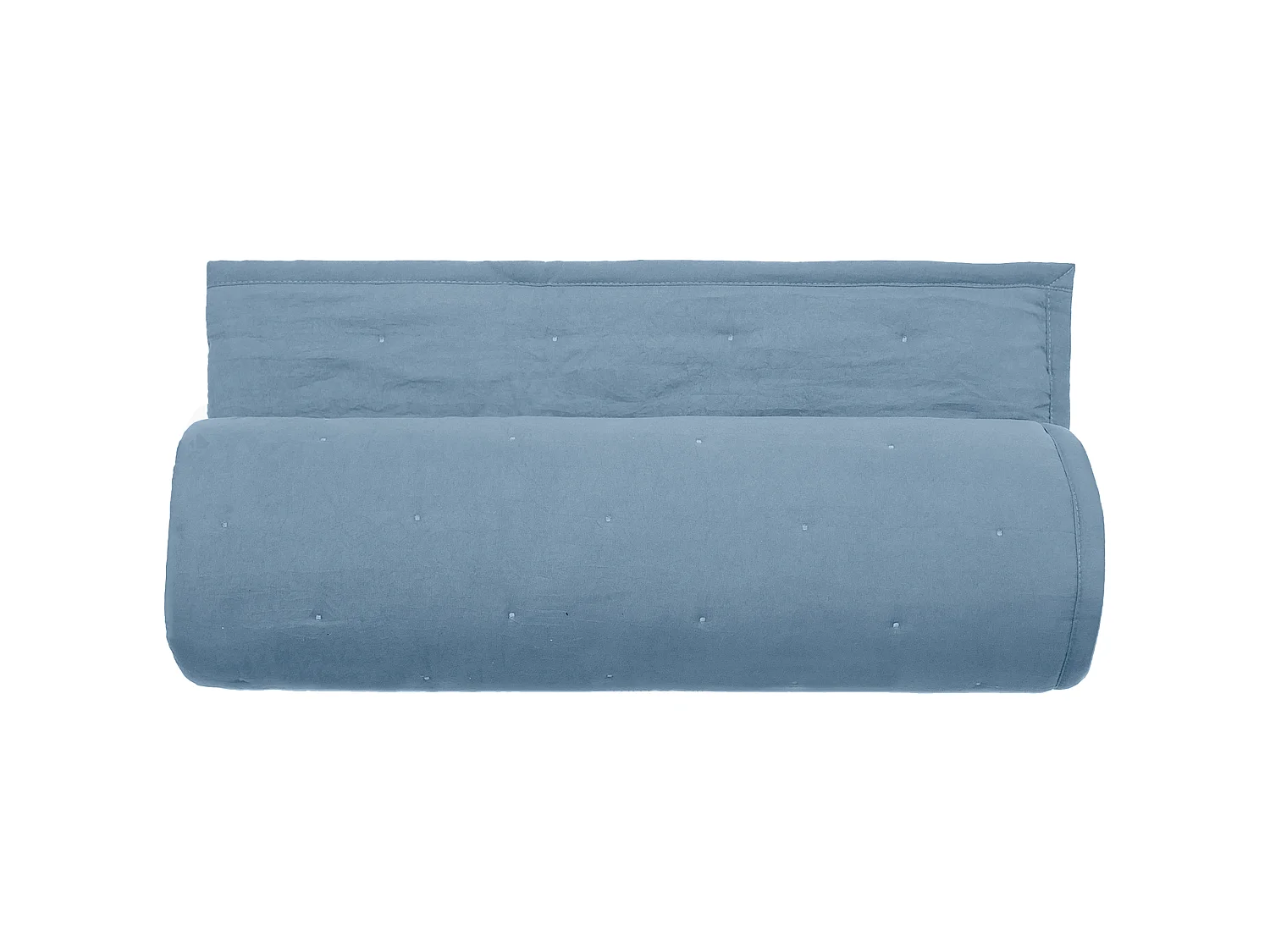 Couvre-lit 220x240 cm CELESTE velours piquage points brodés bleu Métal