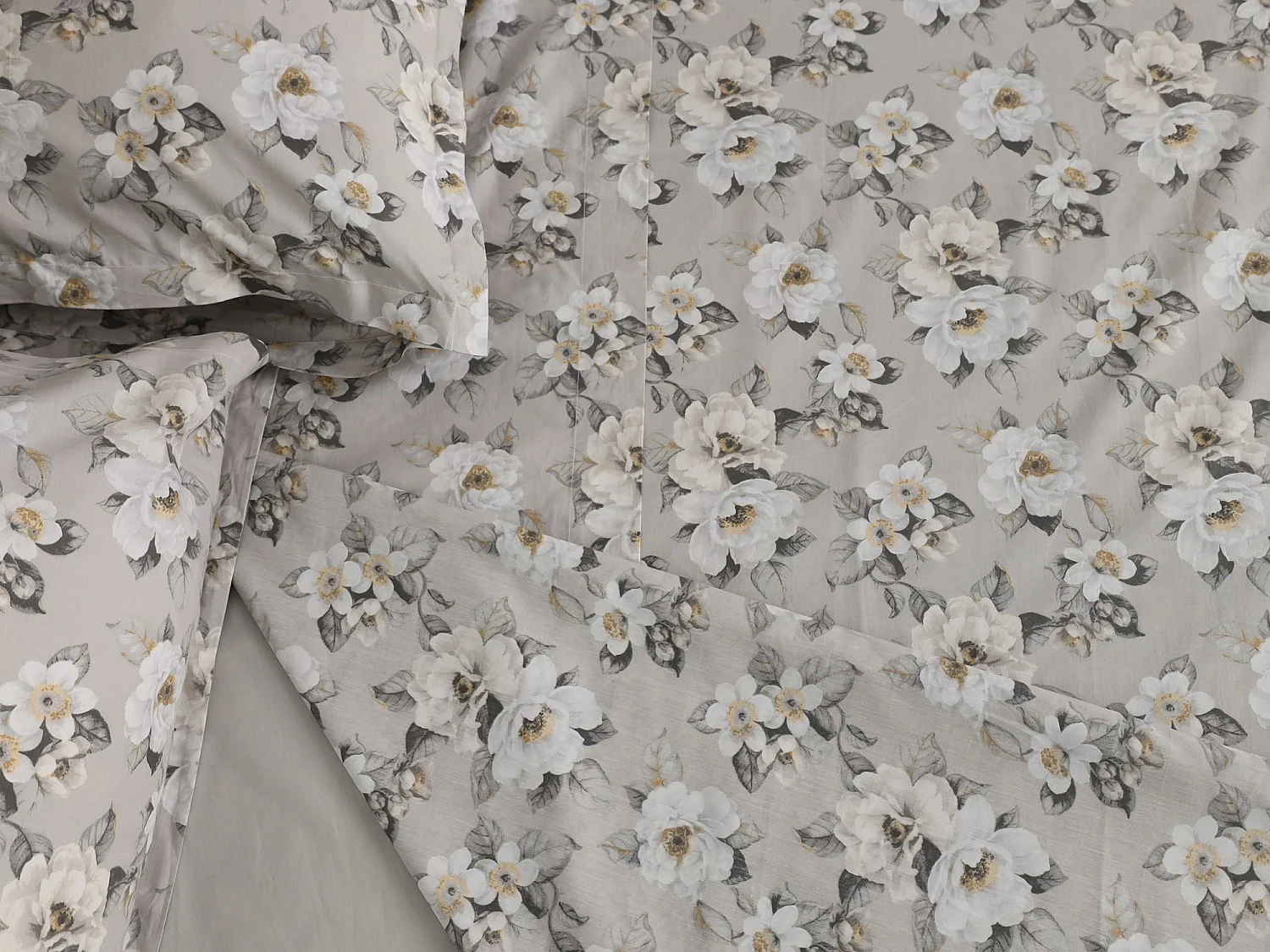 Housse de Couette Double Sadakare, Taie Incluse, 300x250 cm Gris, Lavable en Machine, Séche-Linge