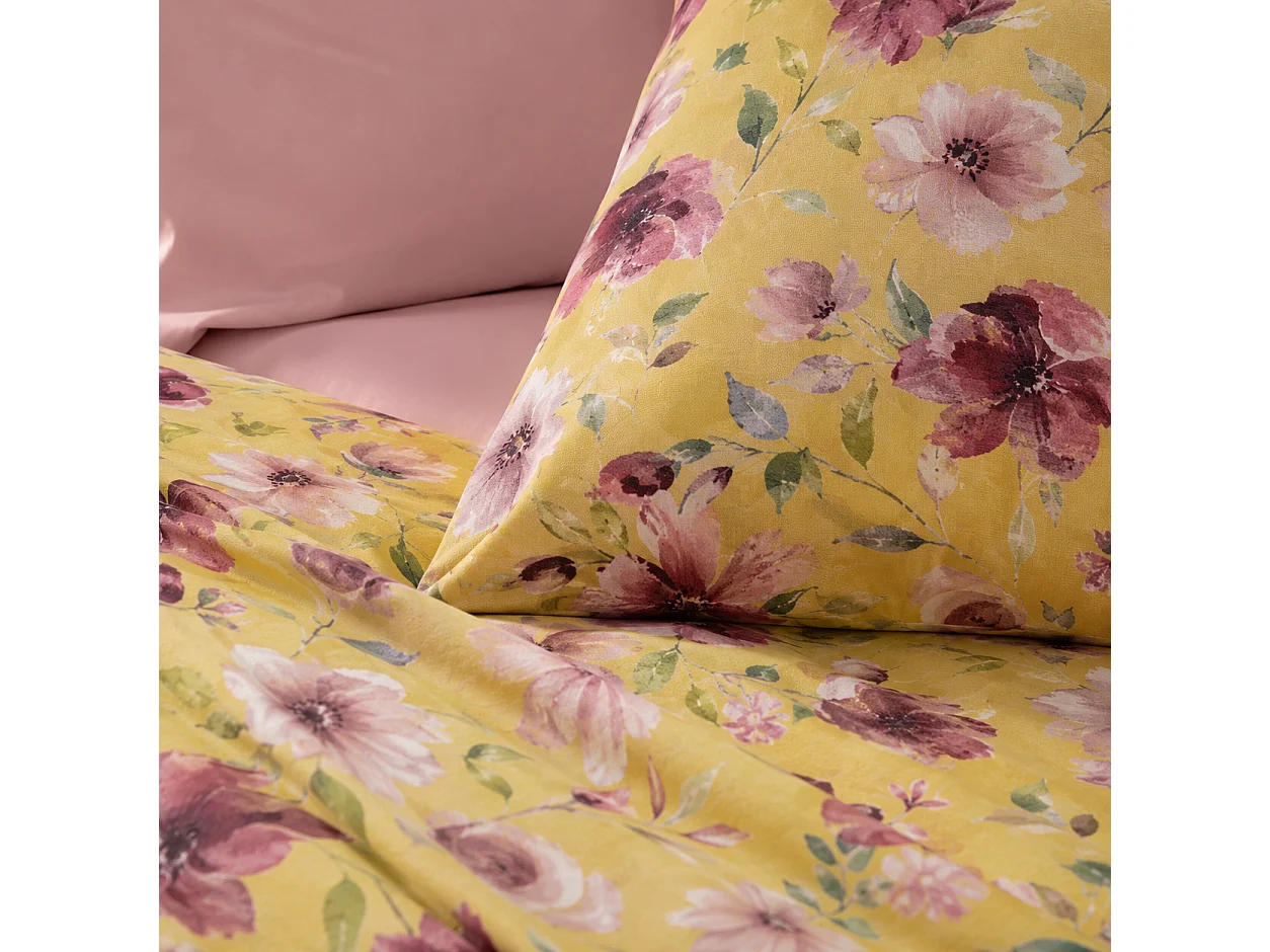 Housse de Couette Simple Romorre, Taie Incluse, 200x160 cm Jaune Moutarde, en Percale, Lavable en Machine
