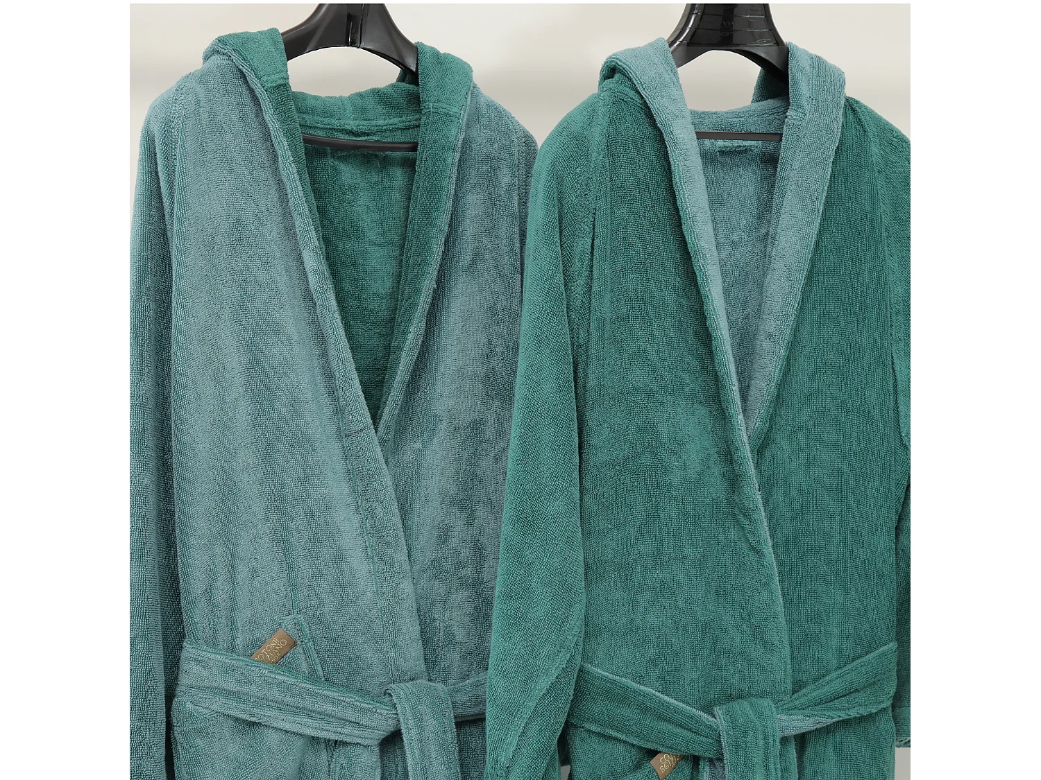 Accappatoio Selesi, 100% Cotone con Cappuccio Reversibile, Verde Acqua, Colore Struttura Verde, Sfumatura Colore Struttura Acqua