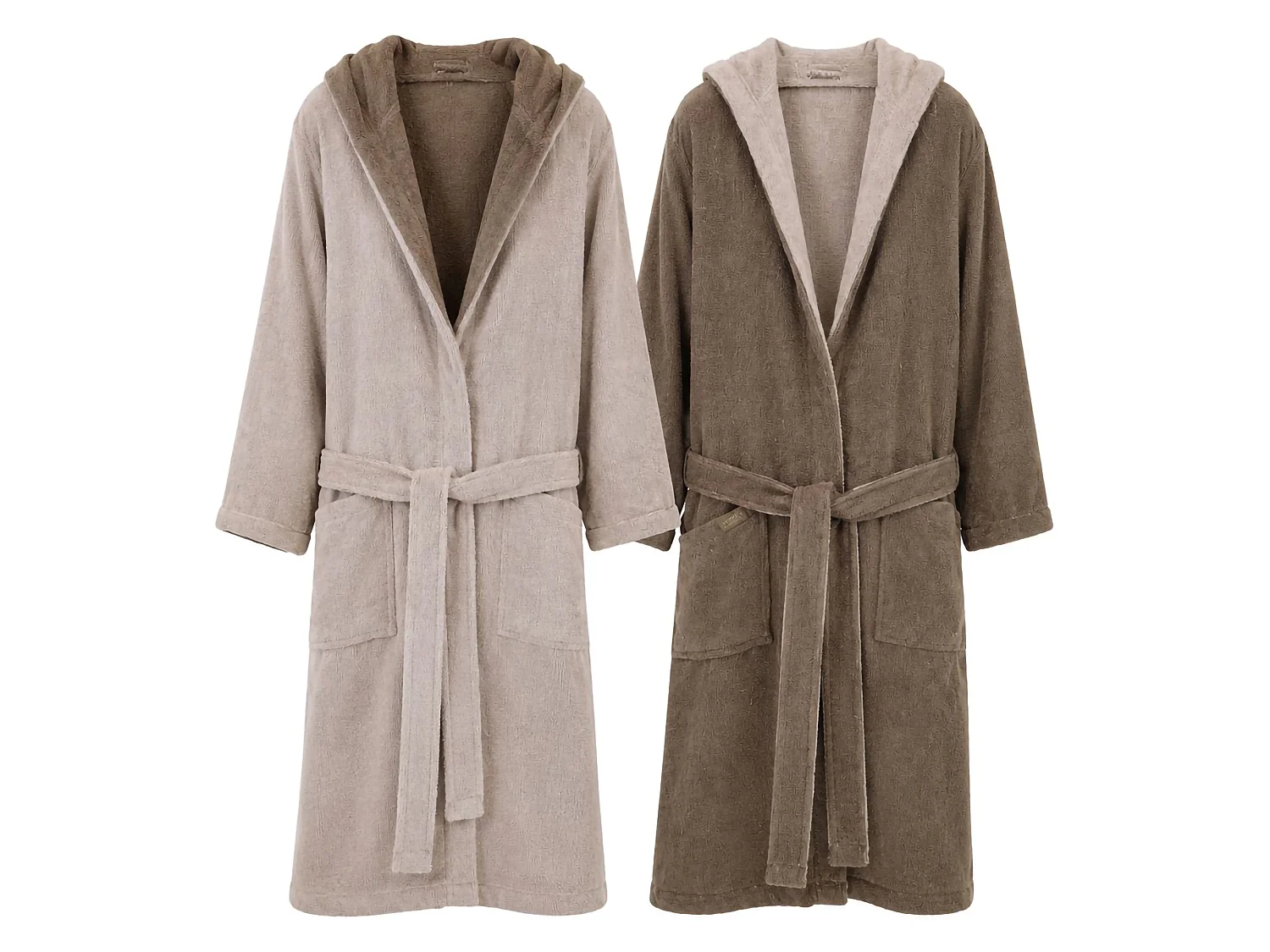 Accappatoio Selesi, 100% Cotone con Cappuccio Reversibile, Beige Crema, Colore Struttura Marrone, Sfumatura Colore Struttura Crema