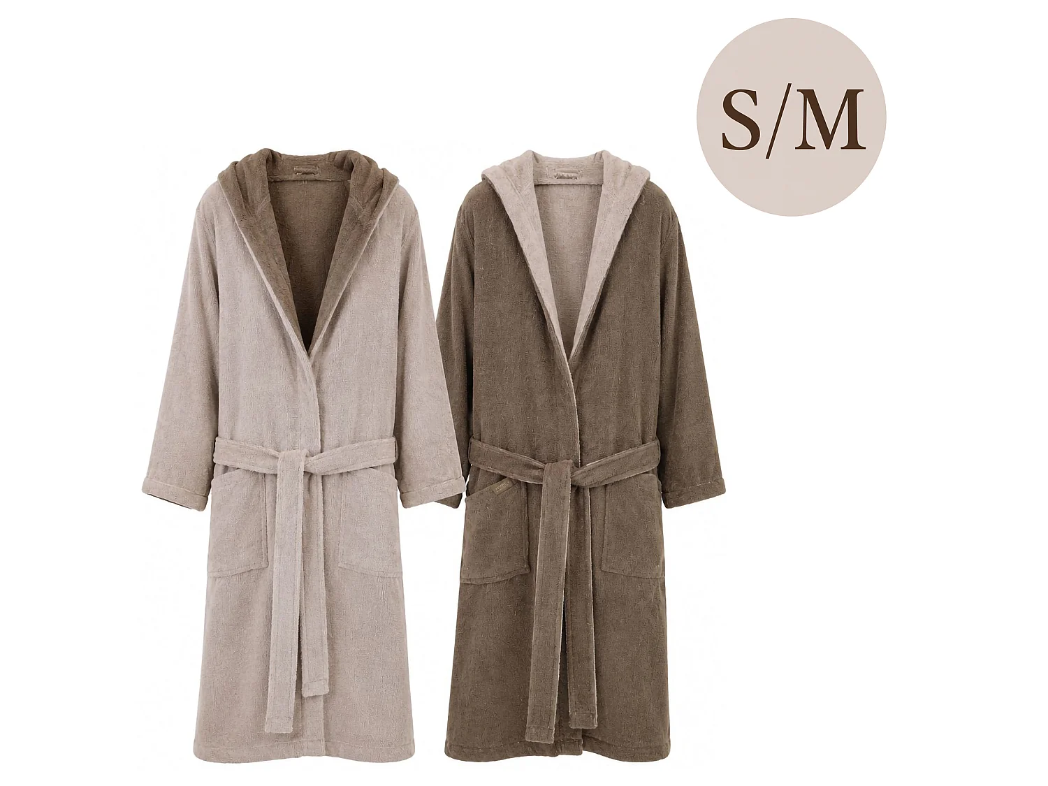 Accappatoio Selesi, 100% Cotone con Cappuccio Reversibile, Beige Crema, Colore Struttura Marrone, Sfumatura Colore Struttura Crema