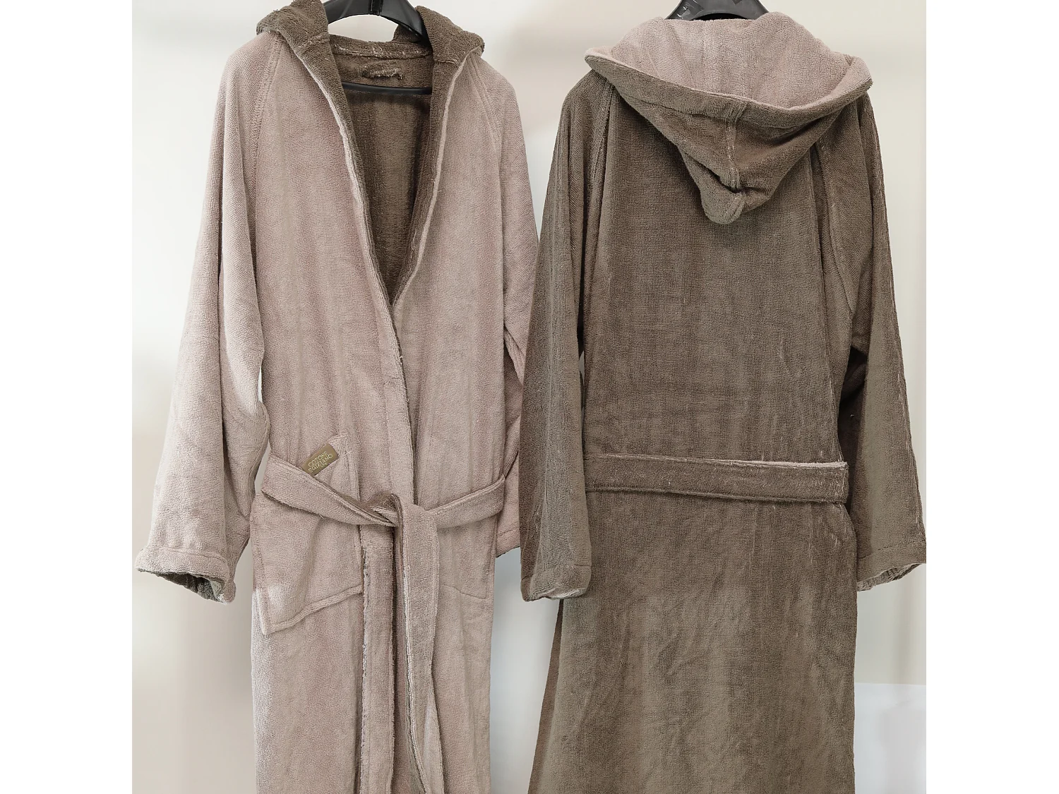 Accappatoio Selesi, 100% Cotone con Cappuccio Reversibile, Beige Crema, Colore Struttura Marrone, Sfumatura Colore Struttura Crema