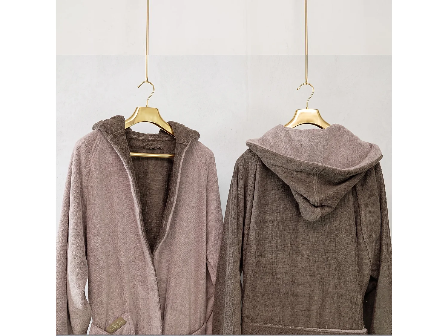 Accappatoio Selesi, 100% Cotone con Cappuccio Reversibile, Beige Crema, Colore Struttura Marrone, Sfumatura Colore Struttura Crema