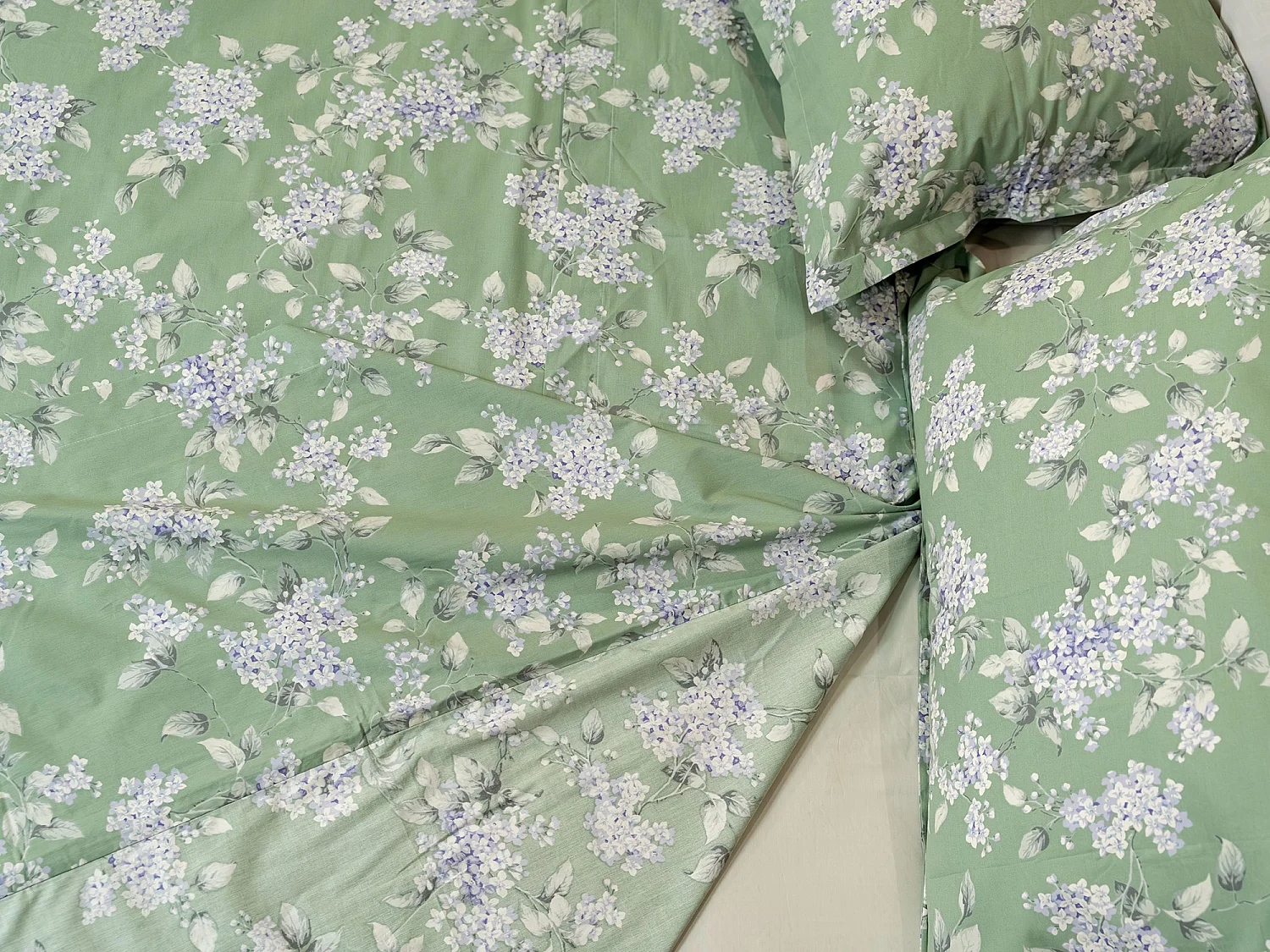 Copripiumino Matrimoniale Sabato, Federa Inclusa, 300x250 cm Verde, in Percalle, Lavabile in Lavatrice