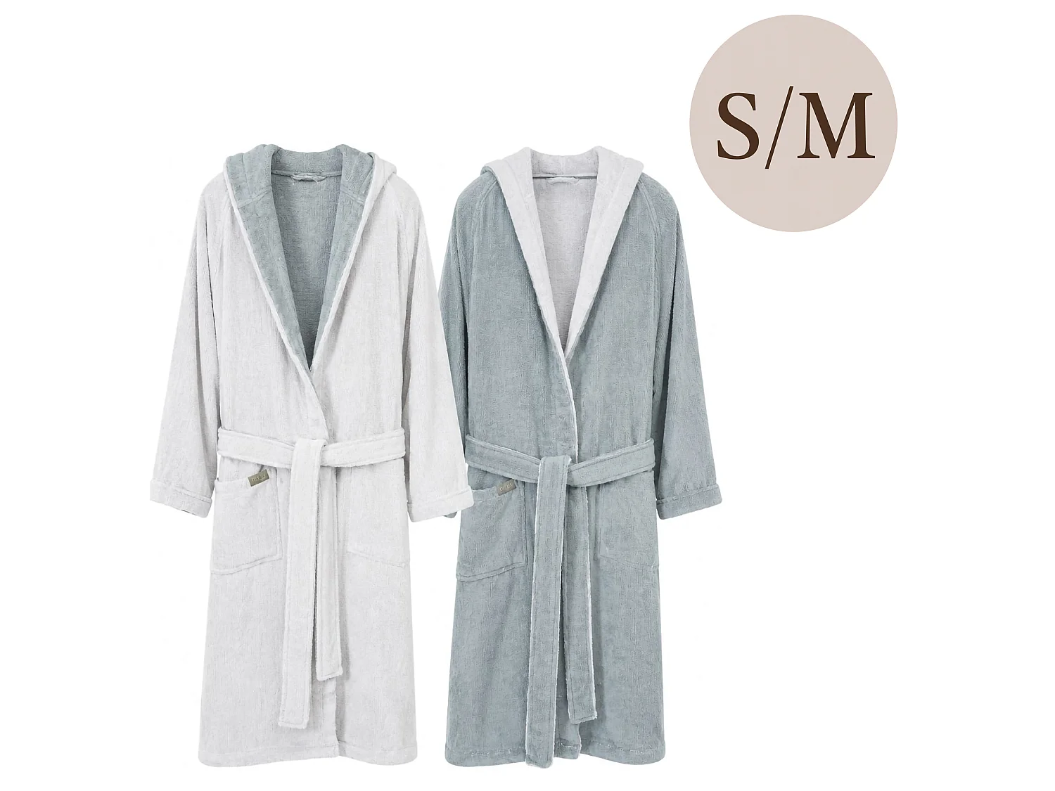 Accappatoio Selesi, 100% Cotone con Cappuccio Reversibile, Grigio Chiaro, Colore Struttura Grigio, Sfumatura Colore Struttura Chiaro