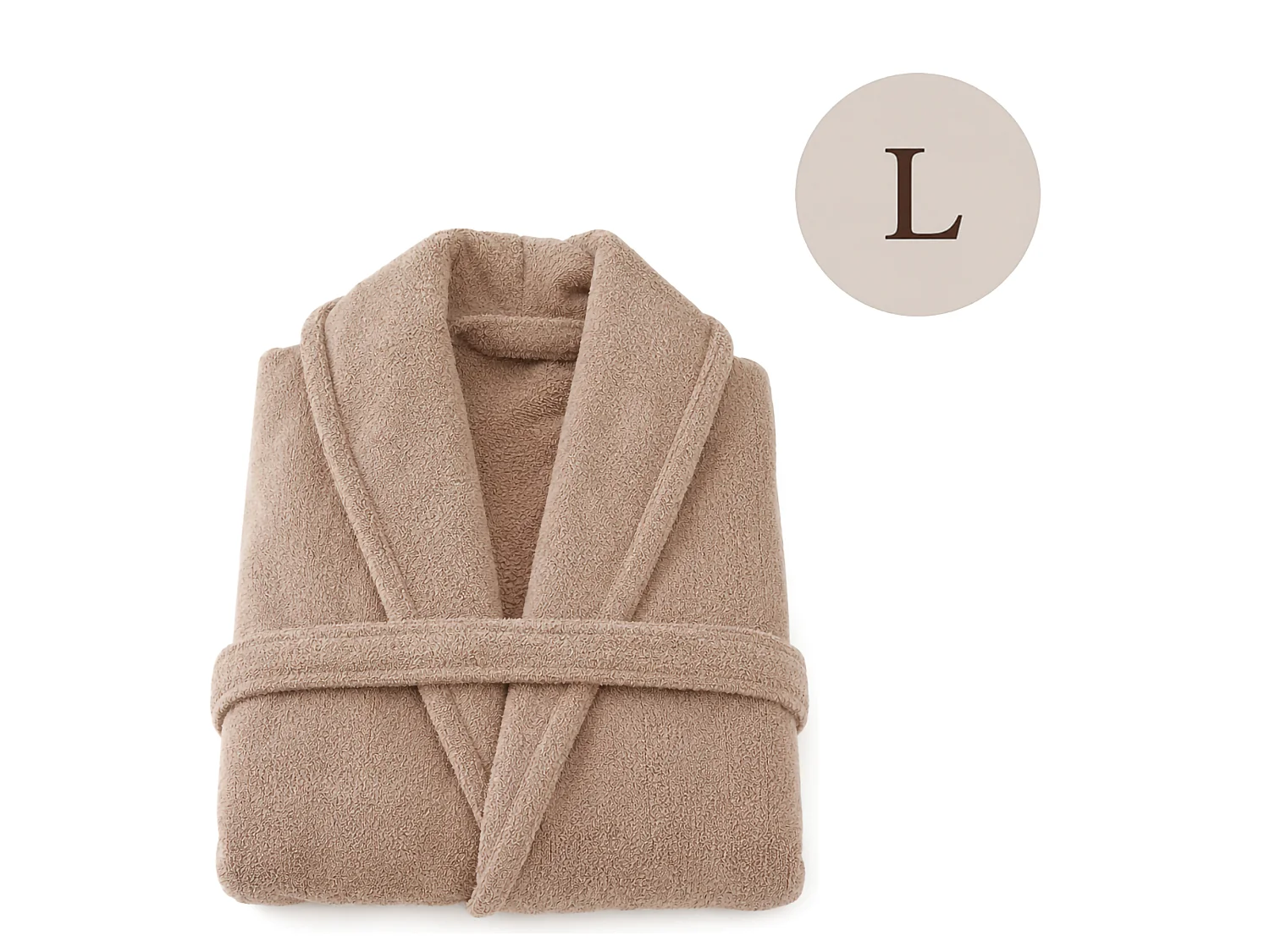 Peignoir Satotite, 100% Coton avec Capuche, Marron Sable, Nuance Sable Structuré, Taille L
