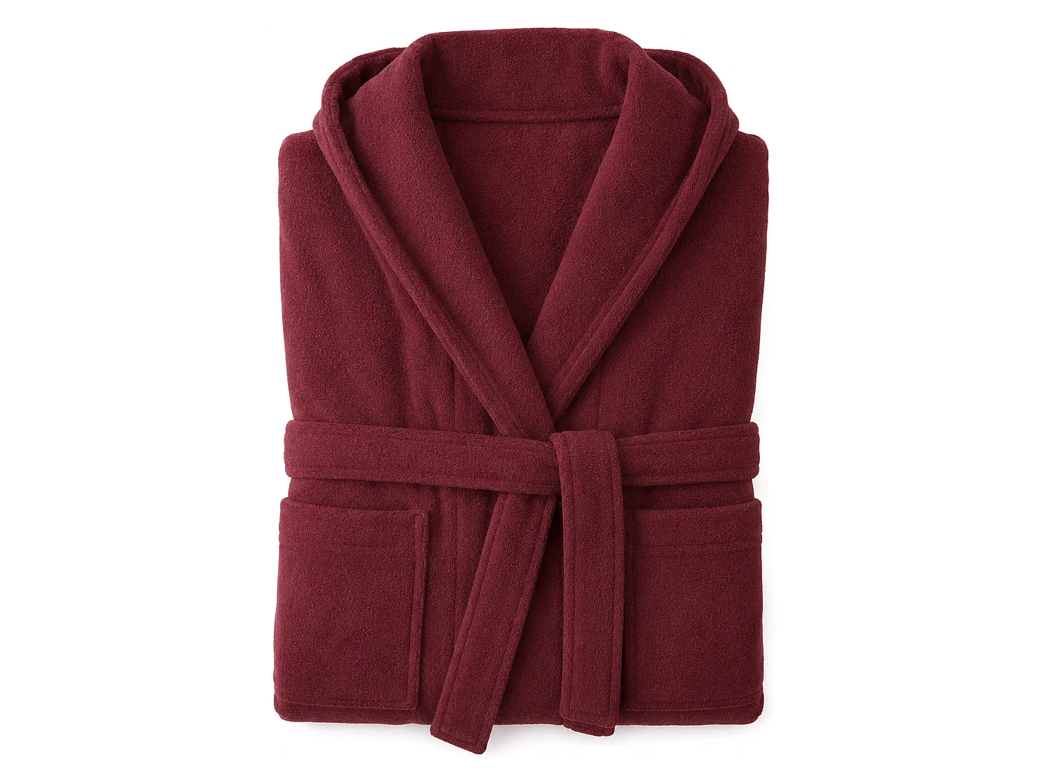 Peignoir Satotite, 100% Coton avec Capuche, Rouge Bordeaux, Nuance Structurée Bordeaux, Taille L