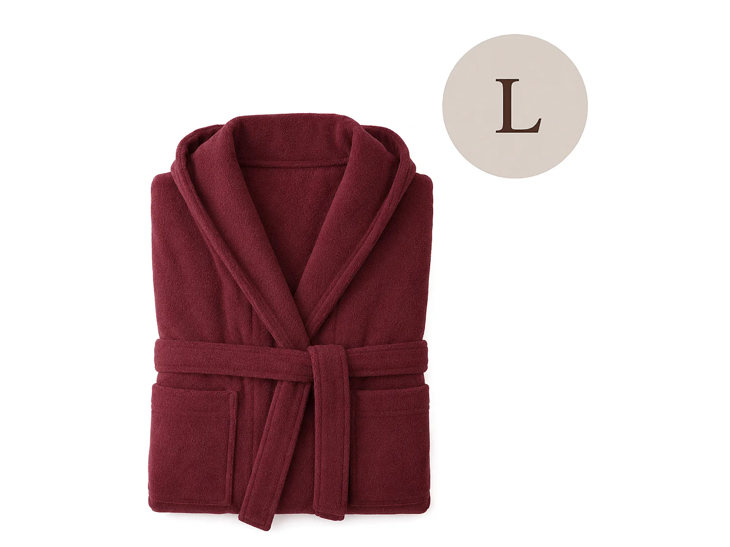 Peignoir Satotite, 100% Coton avec Capuche, Rouge Bordeaux, Nuance Structurée Bordeaux, Taille L