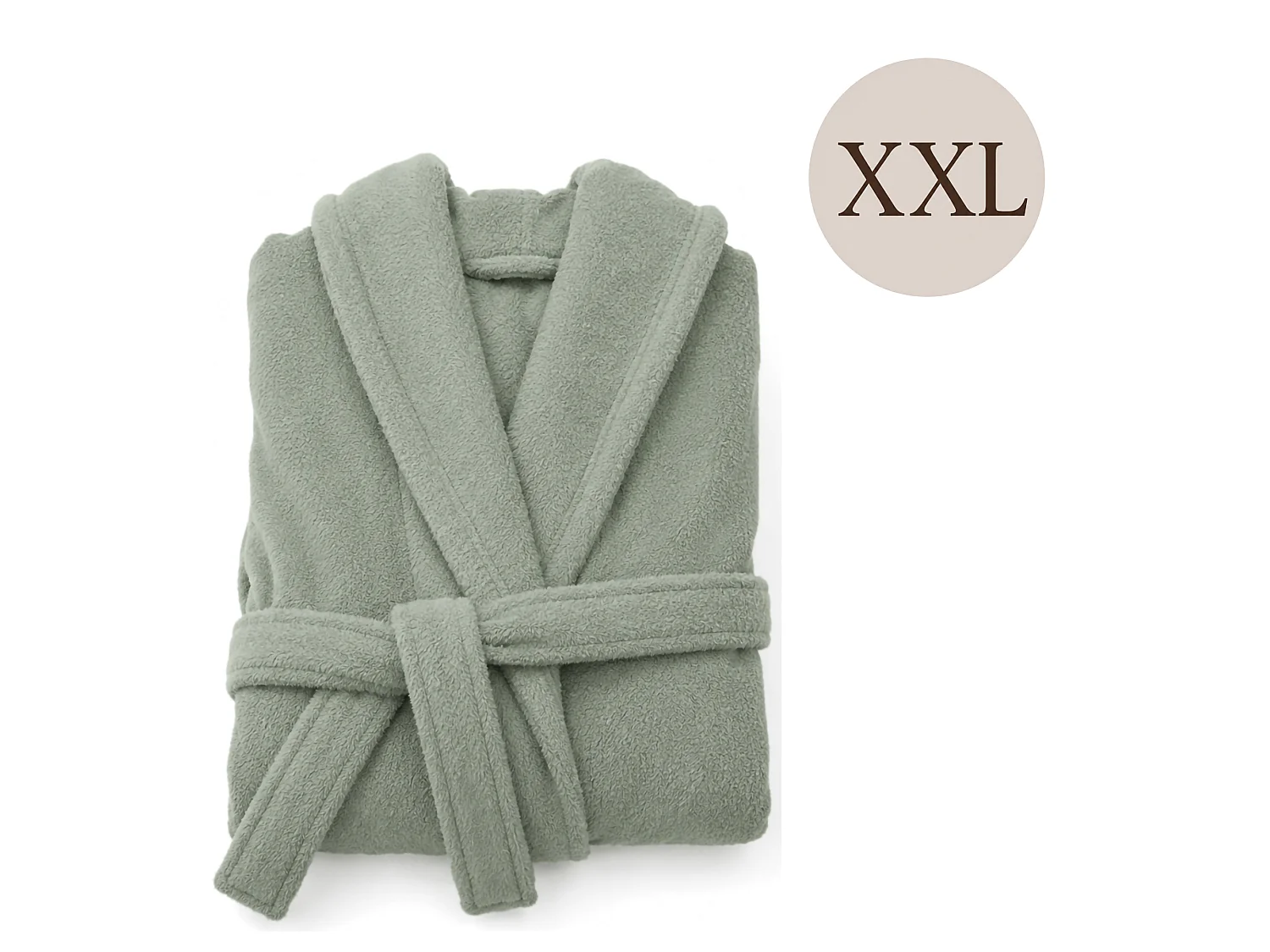 Peignoir Satina, 100% Coton avec Capuche, Vert Sauge, Nuance Sauge Structurée, Taille XXL