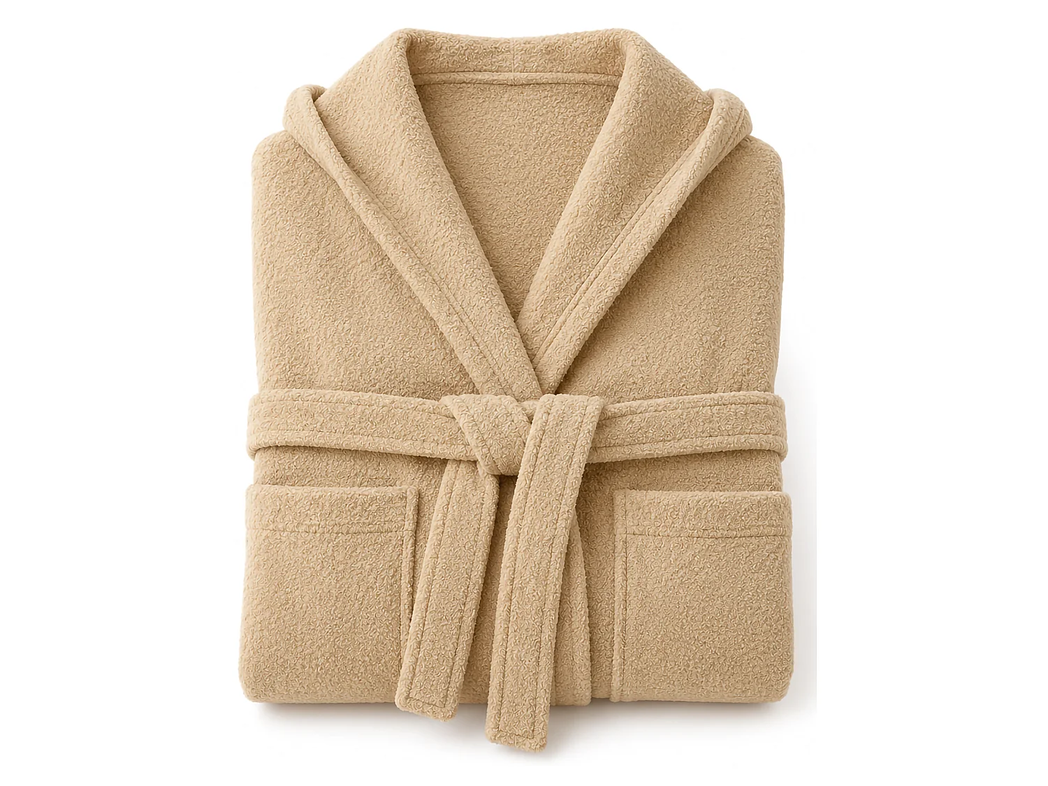 Peignoir Satoka, 100% Coton avec Capuche, Blanc Crème, Finition Crème, Taille M