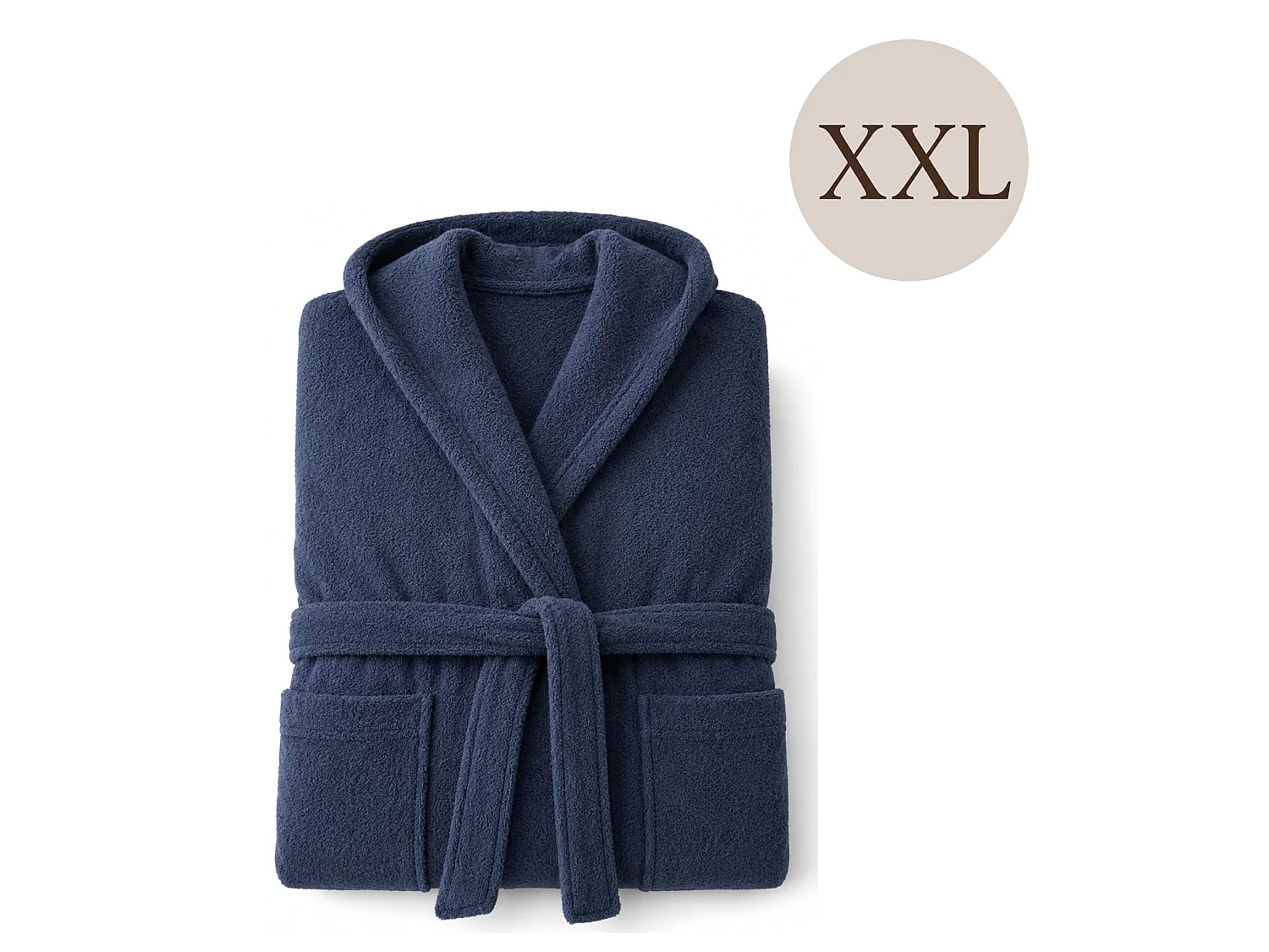 Accappatoio Satina, 100% Cotone con Cappuccio, blu, Taglia xxl