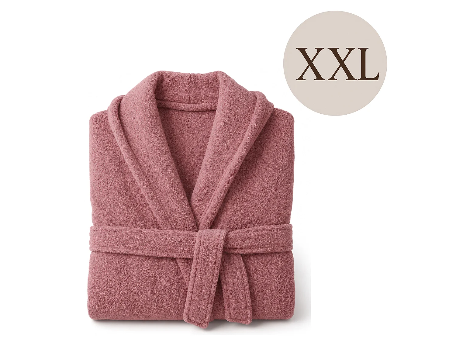 Peignoir Satina, 100 % Coton avec Capuche, Rose, Taille XXL