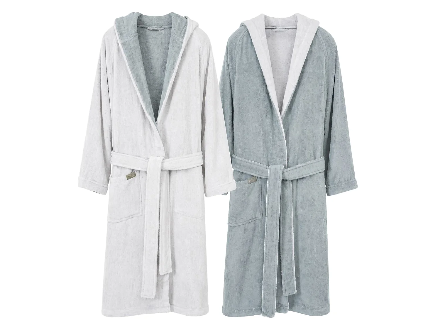 Accappatoio Sekate, 100% Cotone con Cappuccio Reversibile, Grigio Chiaro, Colore Struttura Grigio, Sfumatura Colore Struttura Chiaro