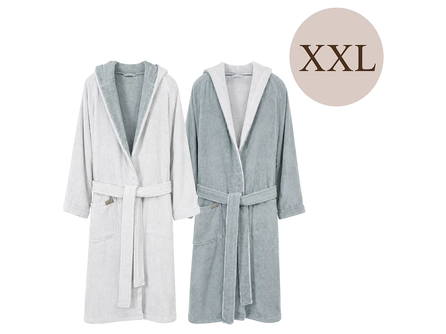 Accappatoio Sekate, 100% Cotone con Cappuccio Reversibile, Grigio Chiaro, Colore Struttura Grigio, Sfumatura Colore Struttura Chiaro