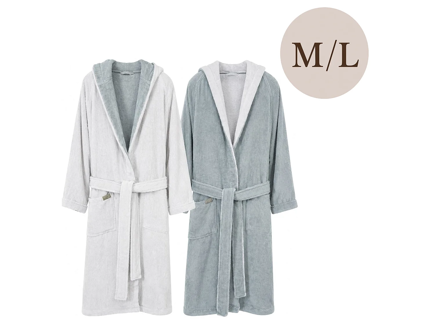 Accappatoio Seha, 100% Cotone con Cappuccio Reversibile, Grigio Chiaro, Colore Struttura Grigio, Sfumatura Colore Struttura Chiaro