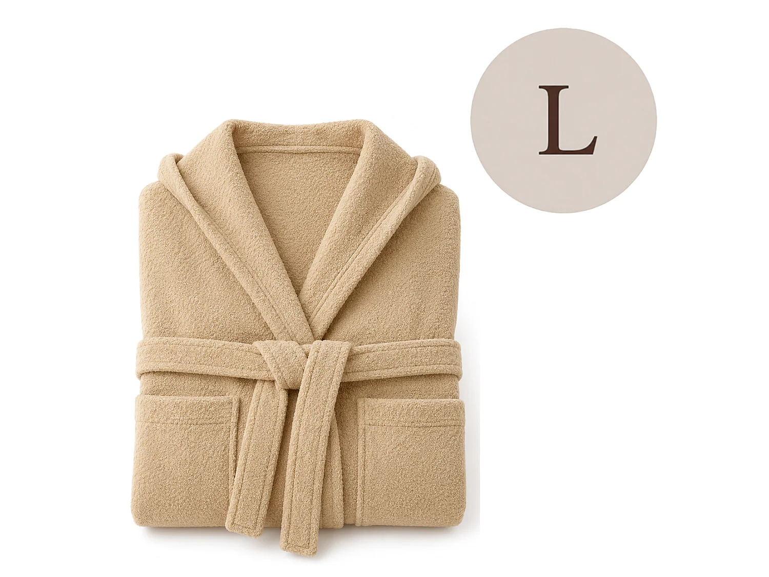 Peignoir Satotite, 100% Coton avec Capuche, Blanc Crème, Nuance Crème, Taille L