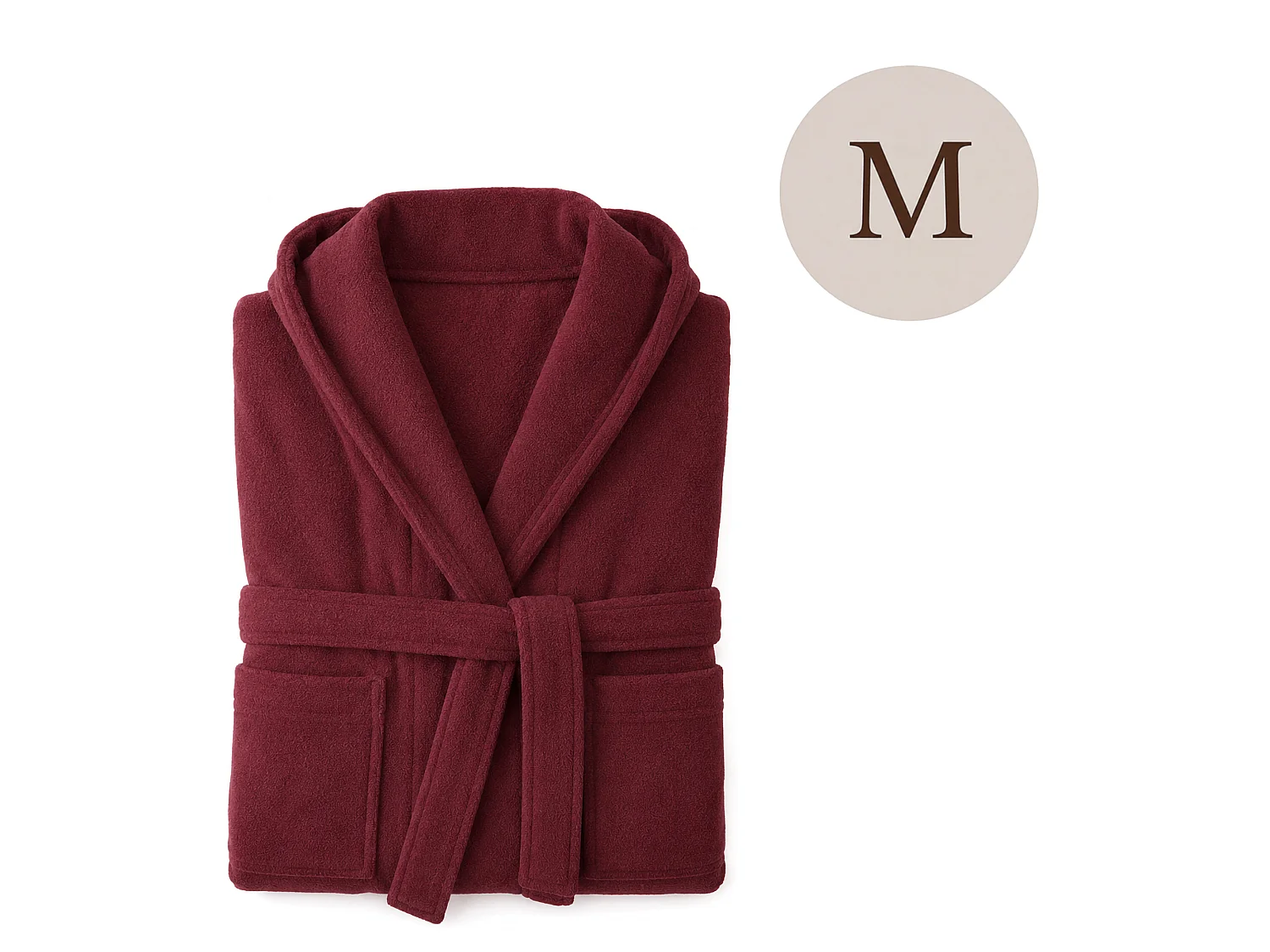 Peignoir Satoka, 100 % Coton avec Capuche, Rouge Bordeaux, Nuance Bordeaux, Taille M