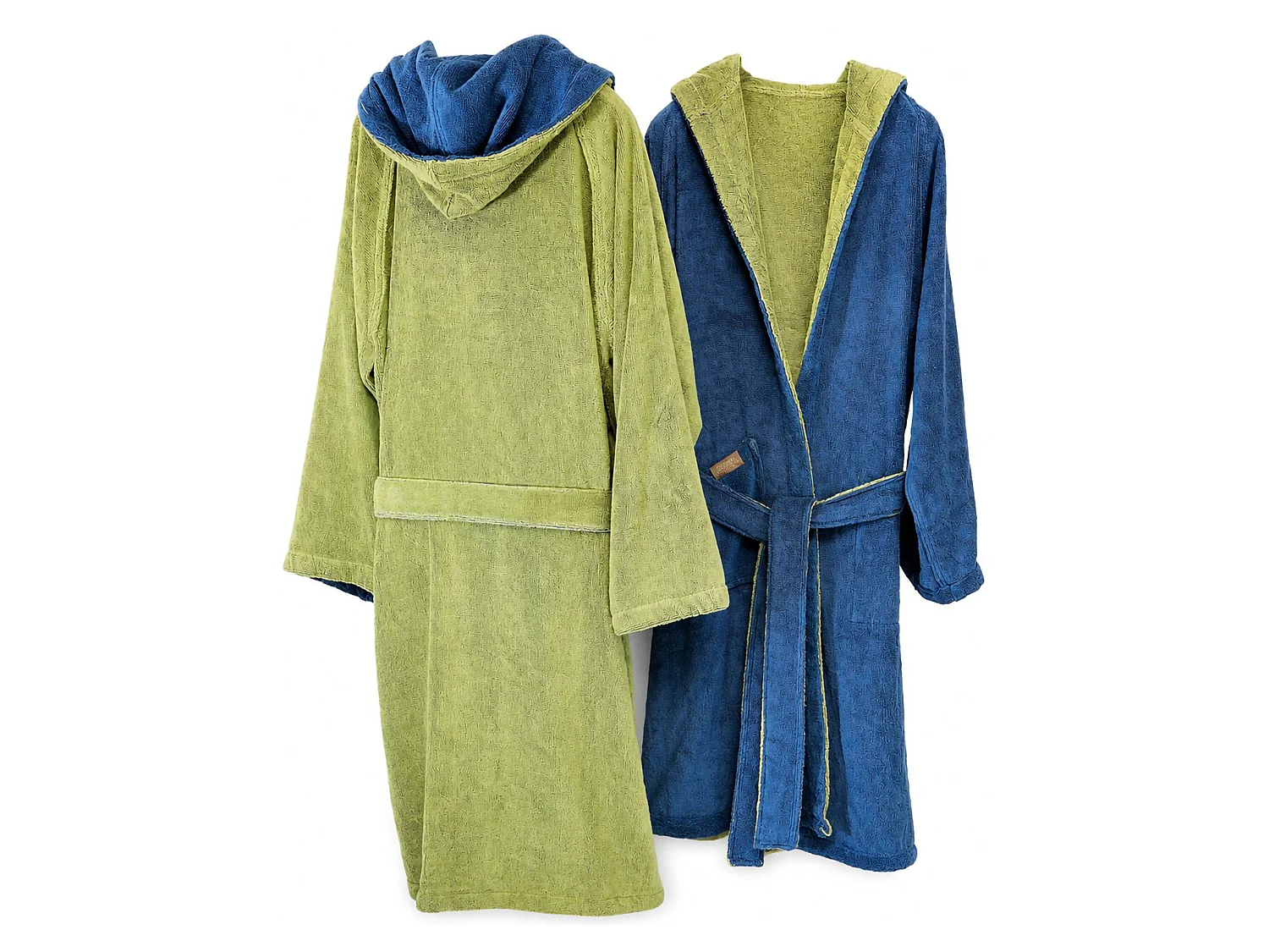Accappatoio Seha, 100% Cotone con Cappuccio Reversibile, blu Indaco, Colore Struttura Verde, Sfumatura Colore Struttura Indaco