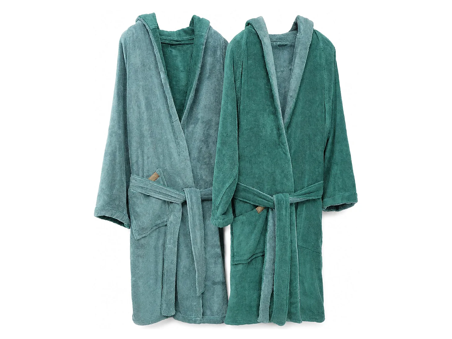 Accappatoio Sefane, 100% Cotone con Cappuccio Reversibile, Verde Acqua, Colore Struttura Verde, Sfumatura Colore Struttura Acqua
