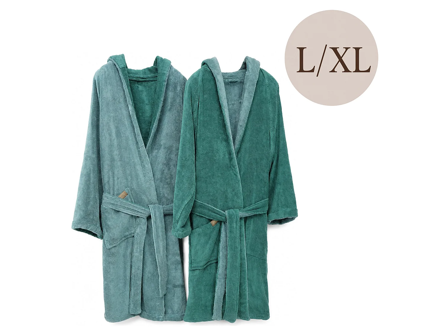 Accappatoio Sefane, 100% Cotone con Cappuccio Reversibile, Verde Acqua, Colore Struttura Verde, Sfumatura Colore Struttura Acqua