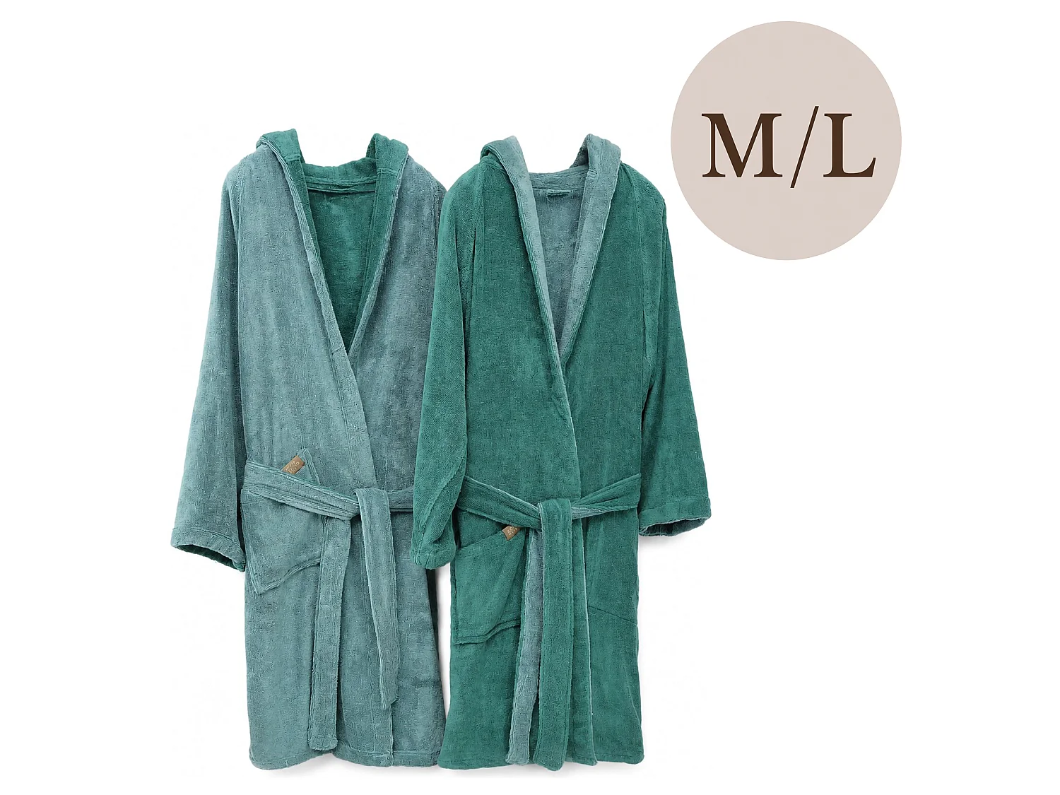 Accappatoio Seha, 100% Cotone con Cappuccio Reversibile, Verde Acqua, Colore Struttura Verde, Sfumatura Colore Struttura Acqua