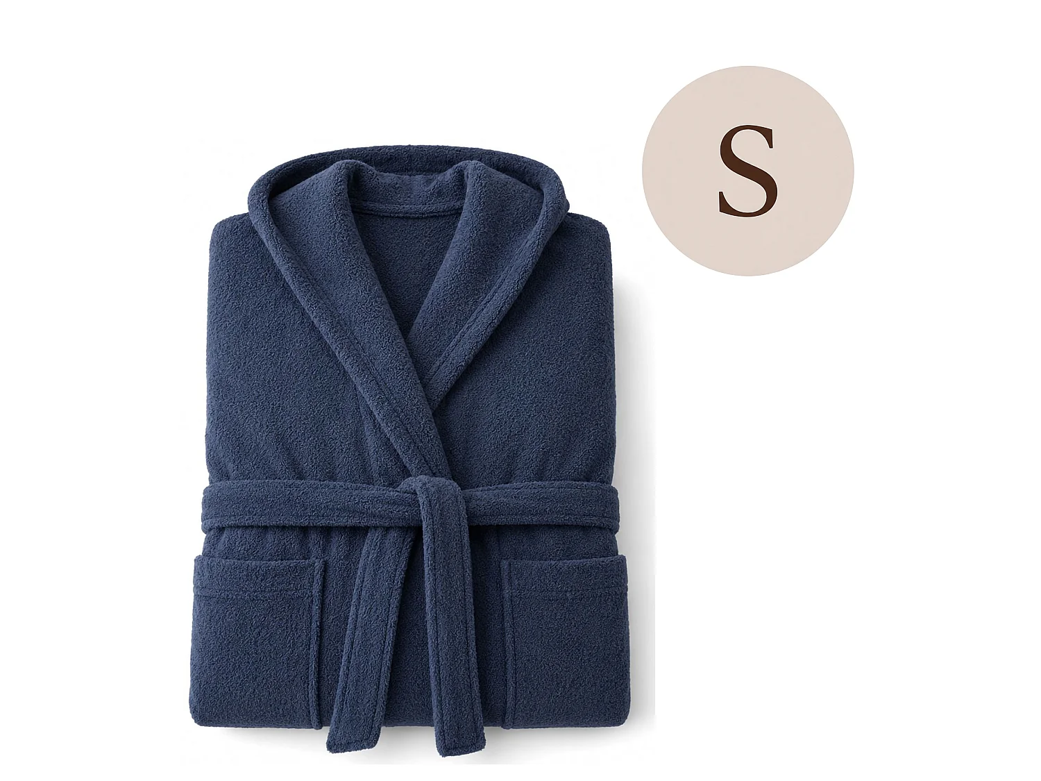 Peignoir Satofa, 100 % Coton avec Capuche, bleu, Taille S