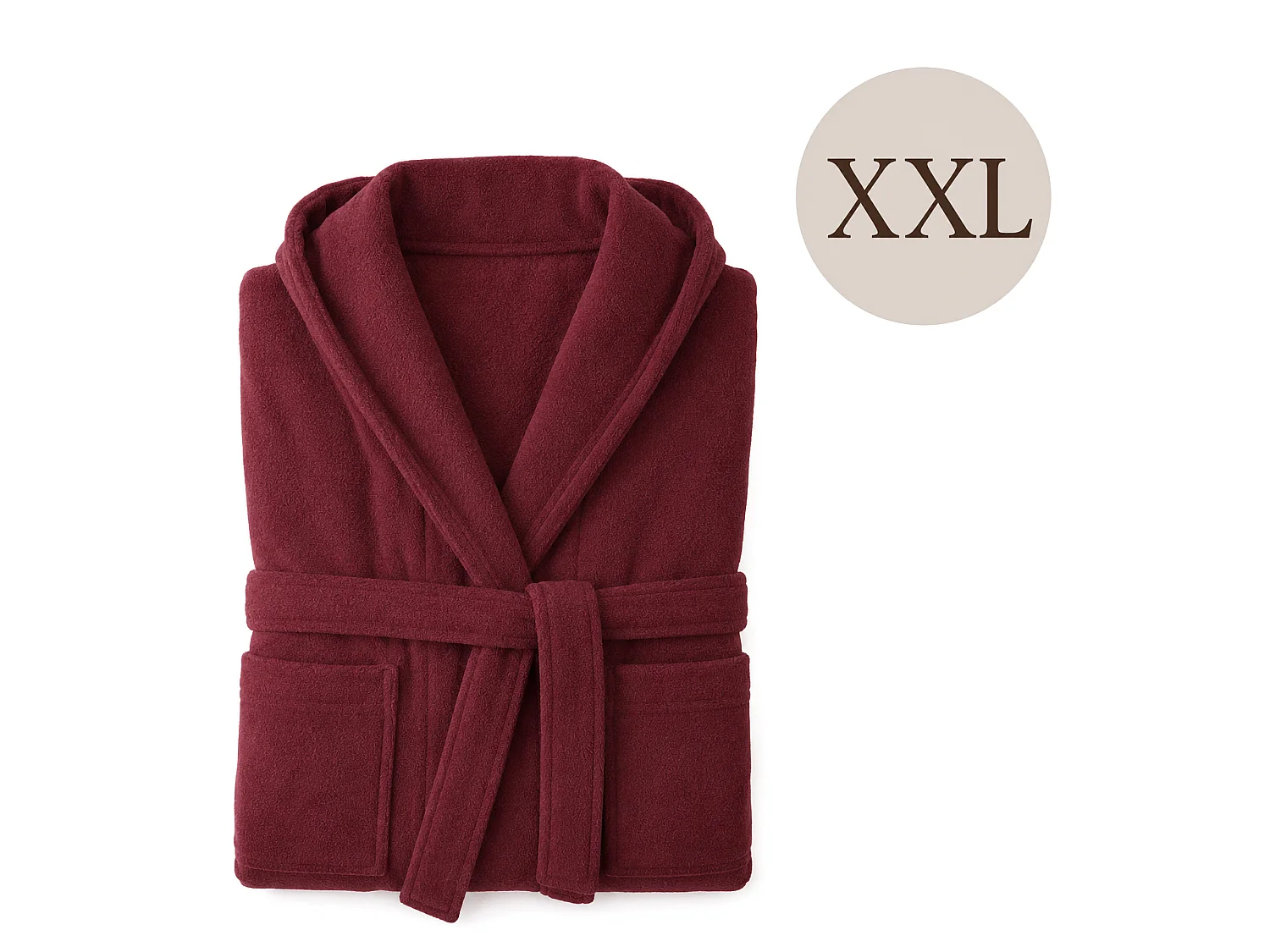 Peignoir Satina, 100% Coton avec Capuche, Rouge Bordeaux, Nuance Bordeaux, Taille XXL