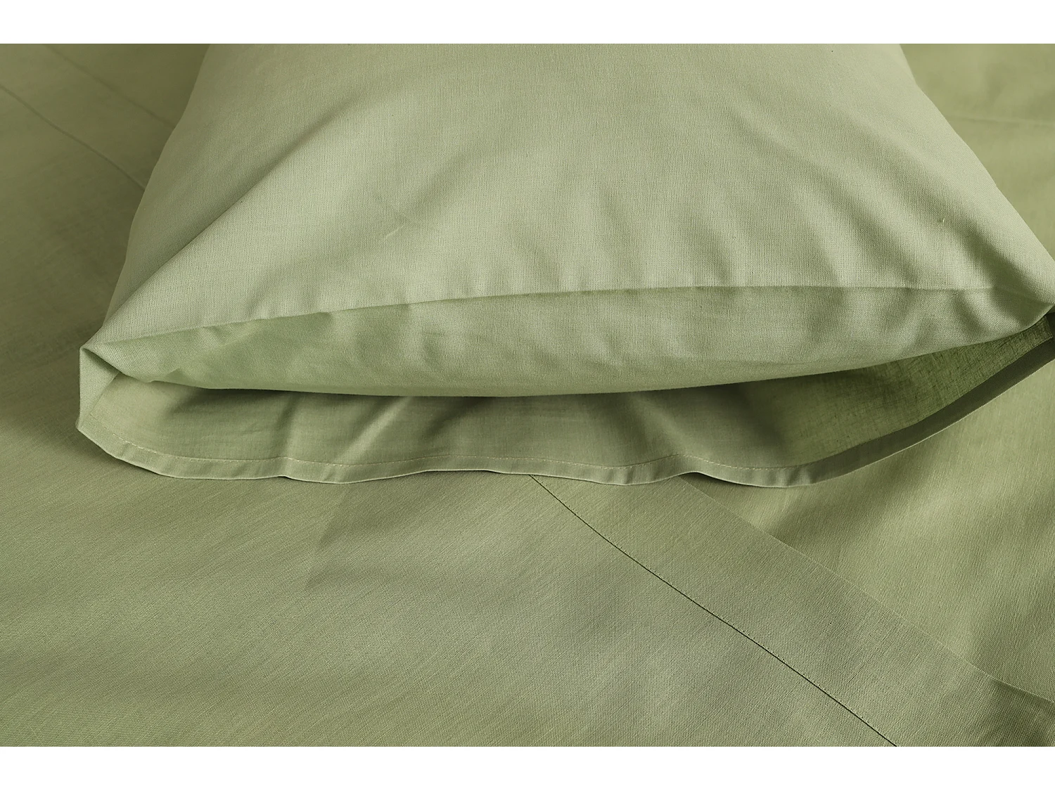 Ensemble Complet Lit Double Sarisa, en Polycoton, Vert, Lavable en Machine