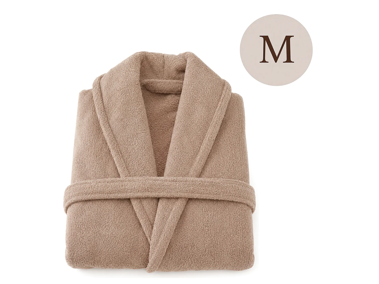 Peignoir Satoka, 100% Coton avec Capuche, Marron Sable, Teinte Sable, Taille M