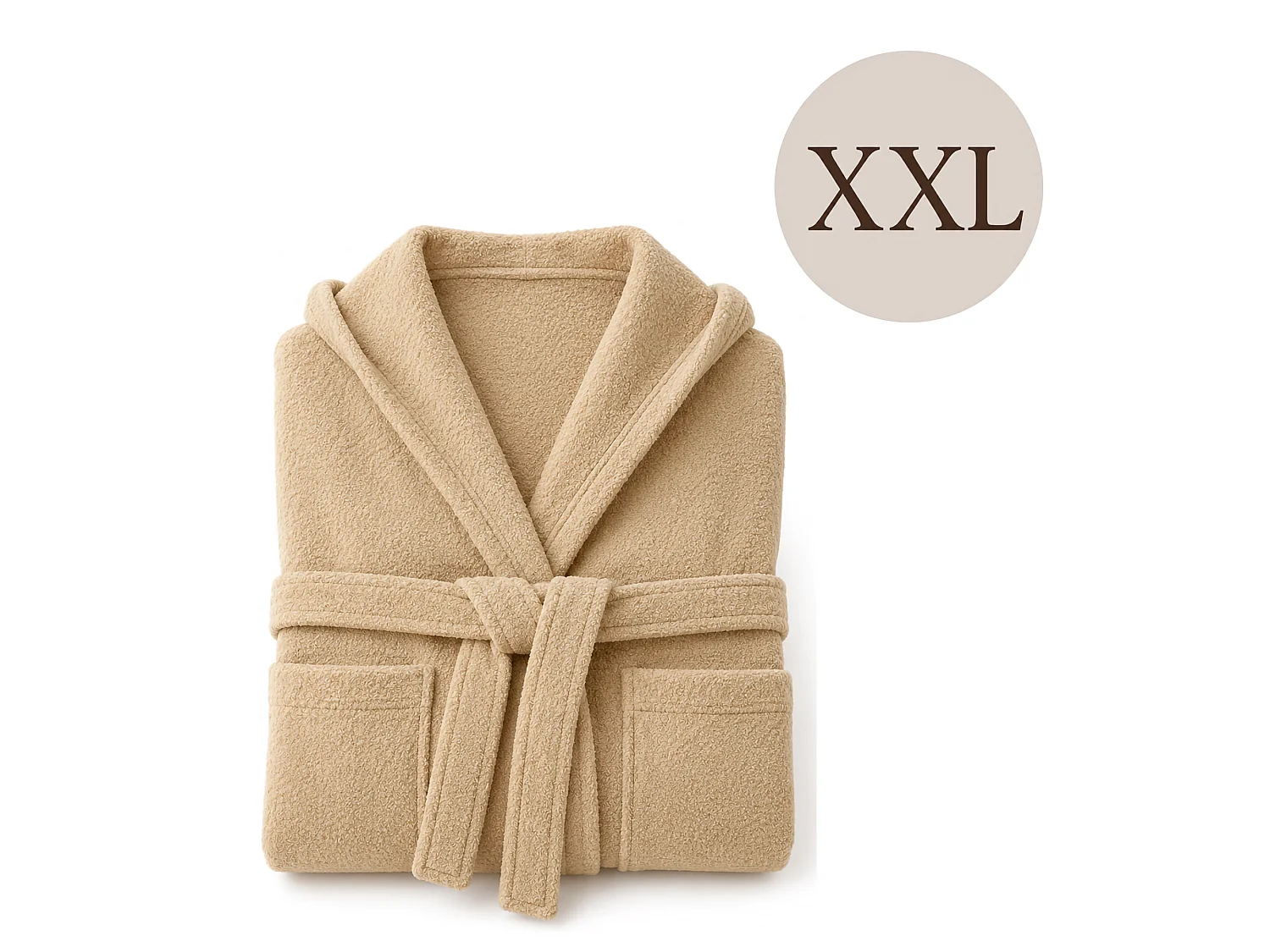 Peignoir Satina, 100% Coton avec Capuche, Blanc Crème, Nuance Crème, Taille XXL