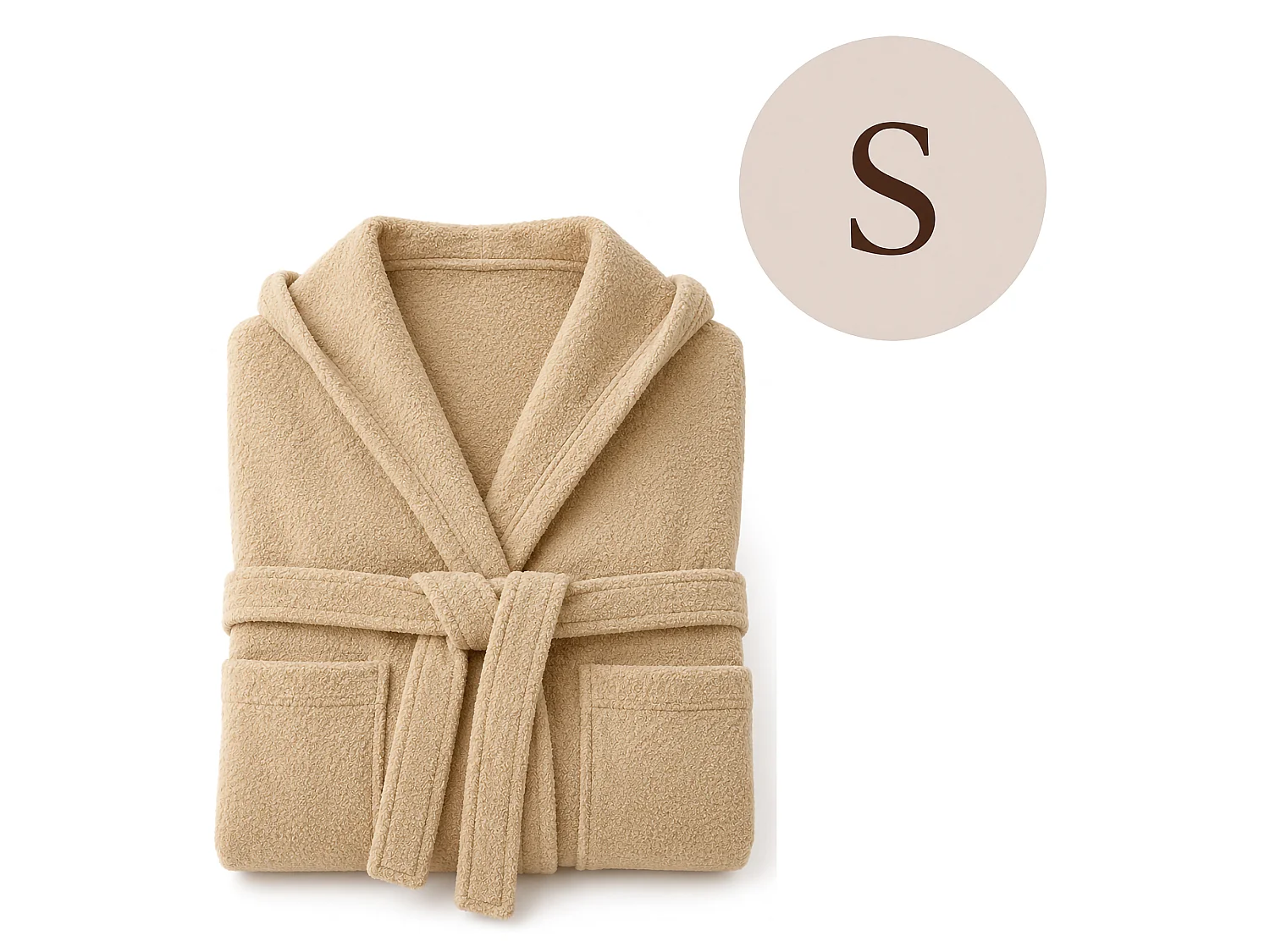 Peignoir Satofa, 100% Coton avec Capuche, Crème Blanche, Nuance Crème Structure, Taille S