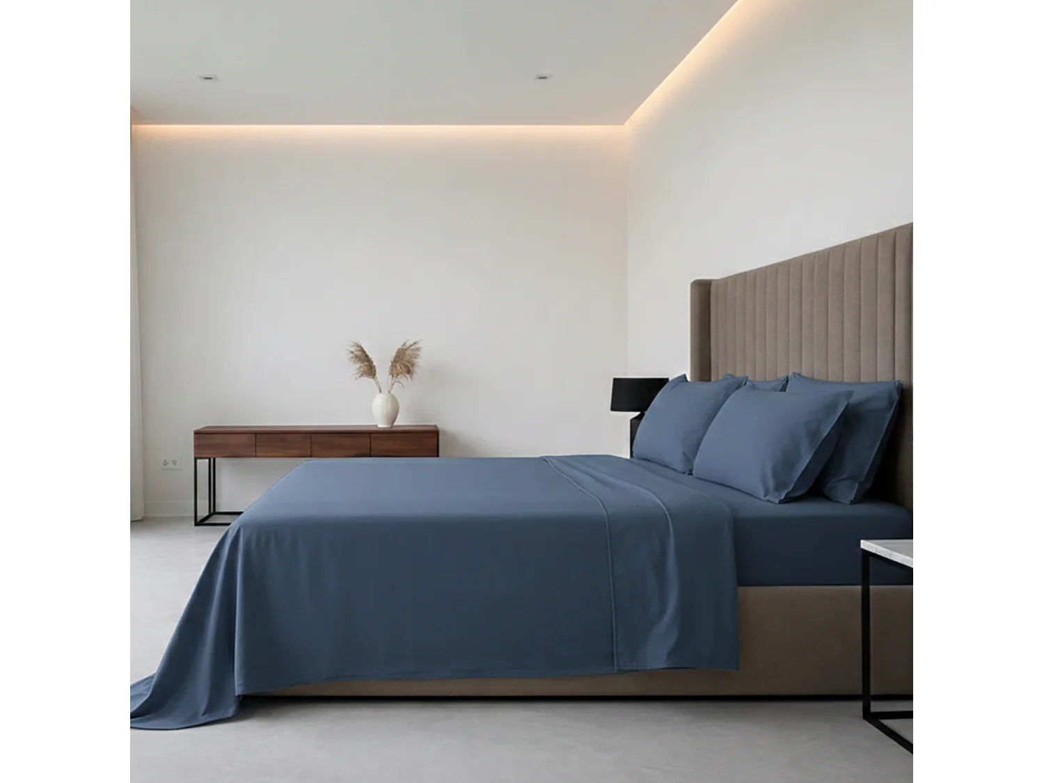 Set Completo Letto Piazza e Mezza Sarenina, in Policotone, blu Mare, Lavabile in Lavatrice